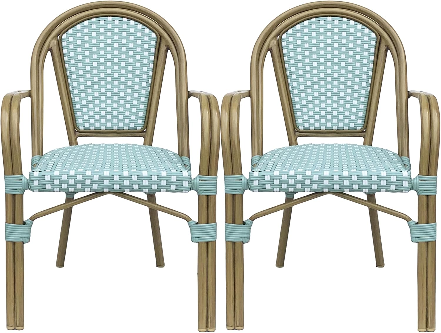 Christopher Knight Home Anastasia Outdoor French Bistro Chair (Set of 2), Black + White + Bamboo Print Finish
