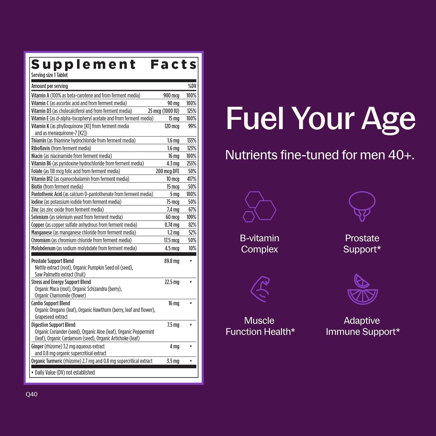 New Chapter One Daily Every Man's Multivitamin 40+ - Offers Eyesight, Immune System & Cellular Energy Support* - Contains Vitamin C, Saw Palmetto & More - Gluten Free & Vegetarian - 96 Tablets