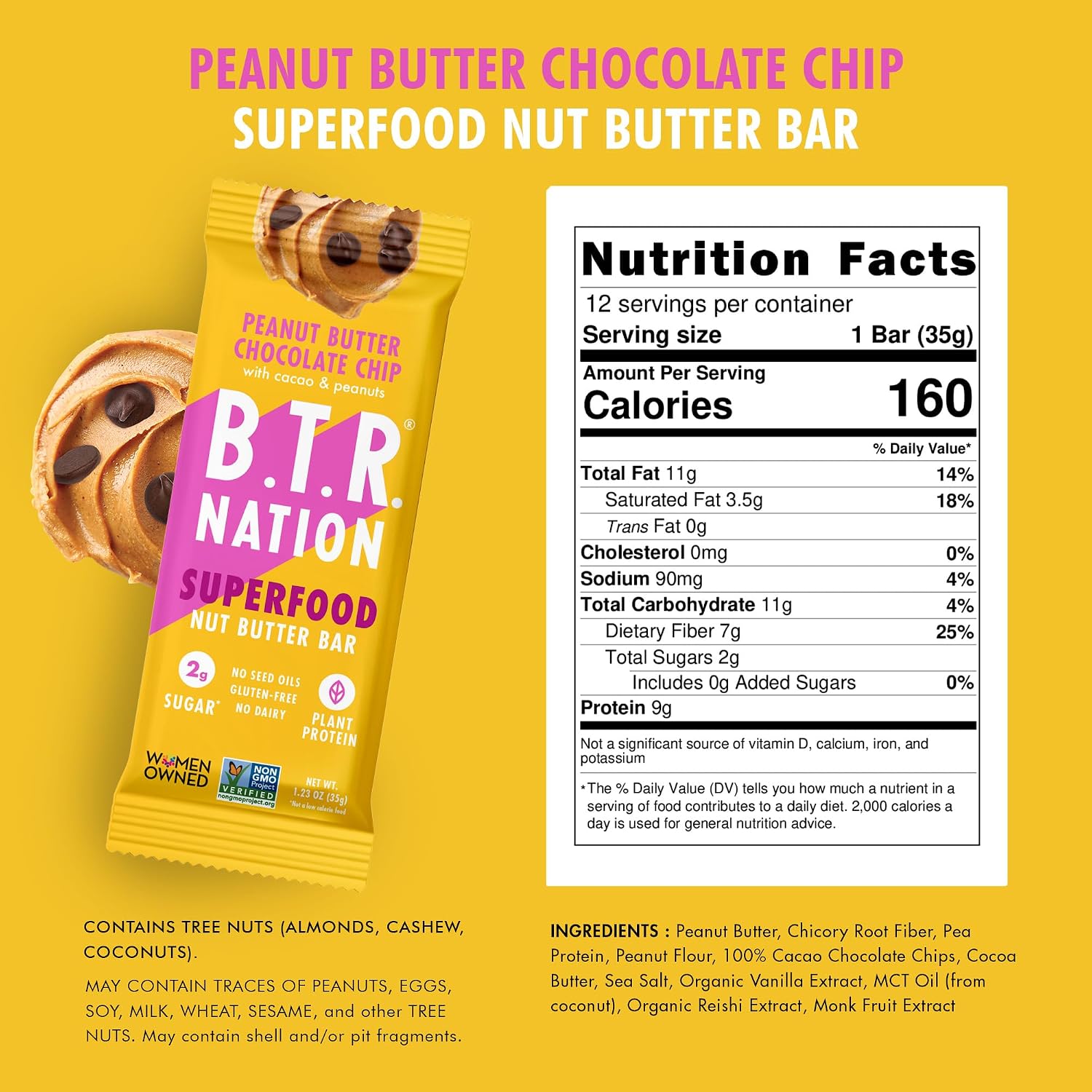 B.T.R Nation - Superfood Protein Bar Dark Chocolate - Vegan - 12 Bars