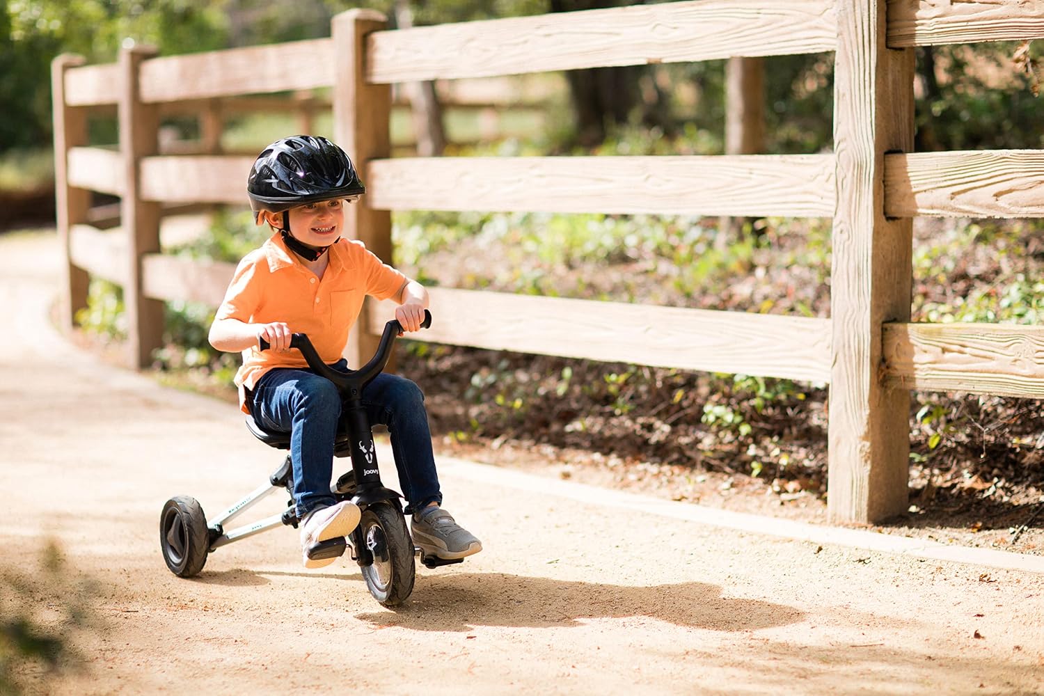 Joovy Tricycoo 4.1 Kids Tricycle with 4-Stages Featuring Extra-Wide Front Tire, Removable and Adjustable Parent Handle, Safety Harness