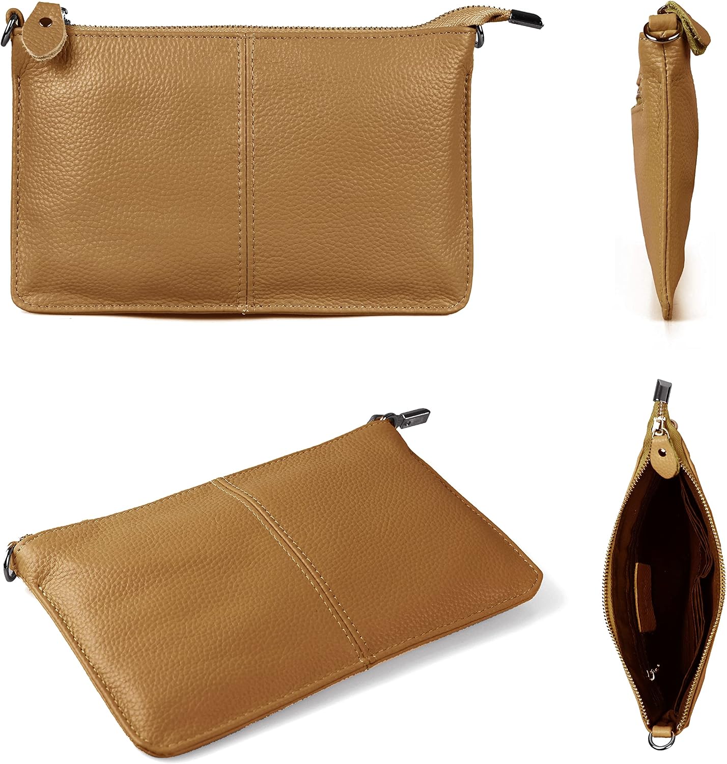 befen Genuine Leather Small Crossbody Bags for Women Wristlet Wallet Purses | Real Leather, RFID Blocking Card Slots, Wristlet Strap, Clutch Purse, Fit iPhone 17 Pro Max, Leather Handbags