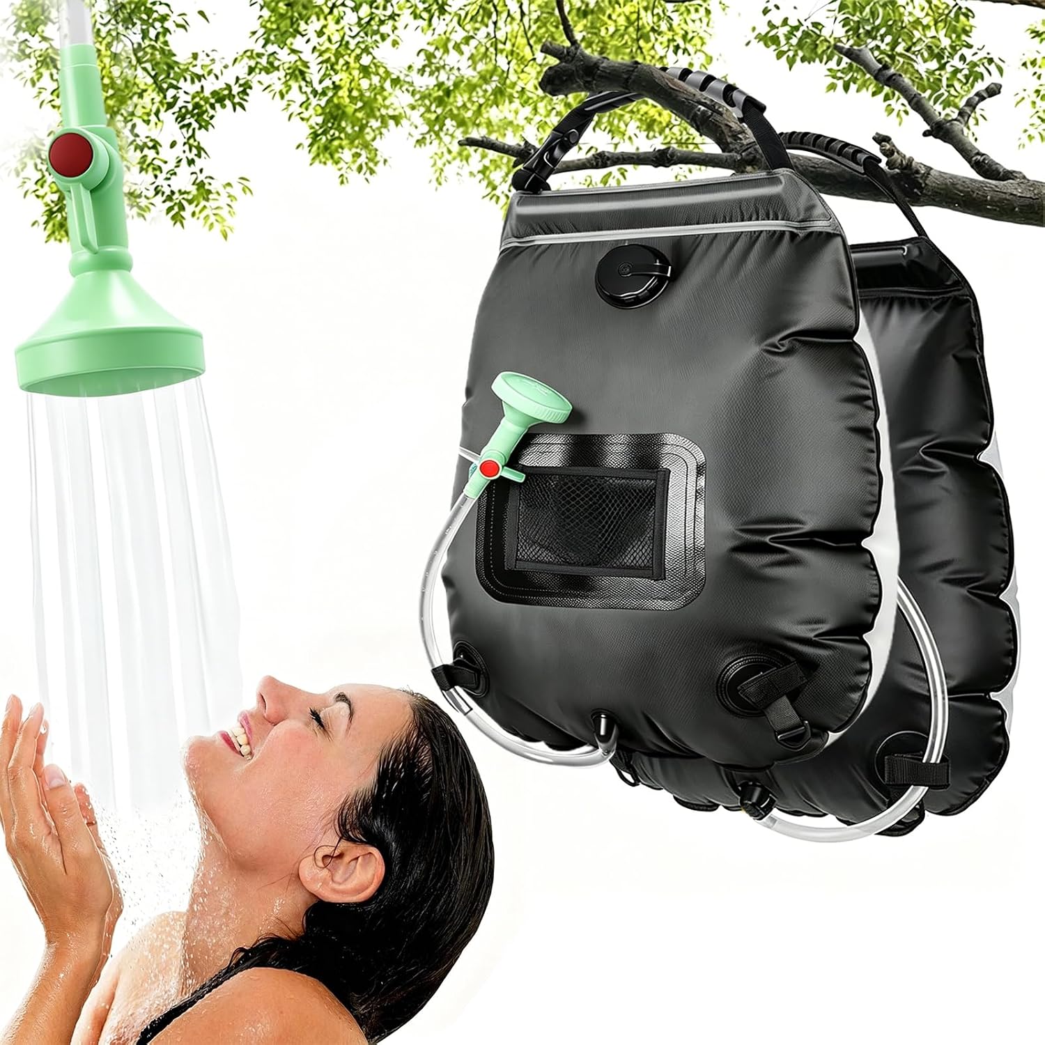Solar Shower Bag | 5 Gal/20L Solar Heating Camping Shower Bag | Removable Hose | On-Off Switchable Shower Head | Ducha Portatil | Traveling Shower | Portable Shower for Beach Swimming, Hiking