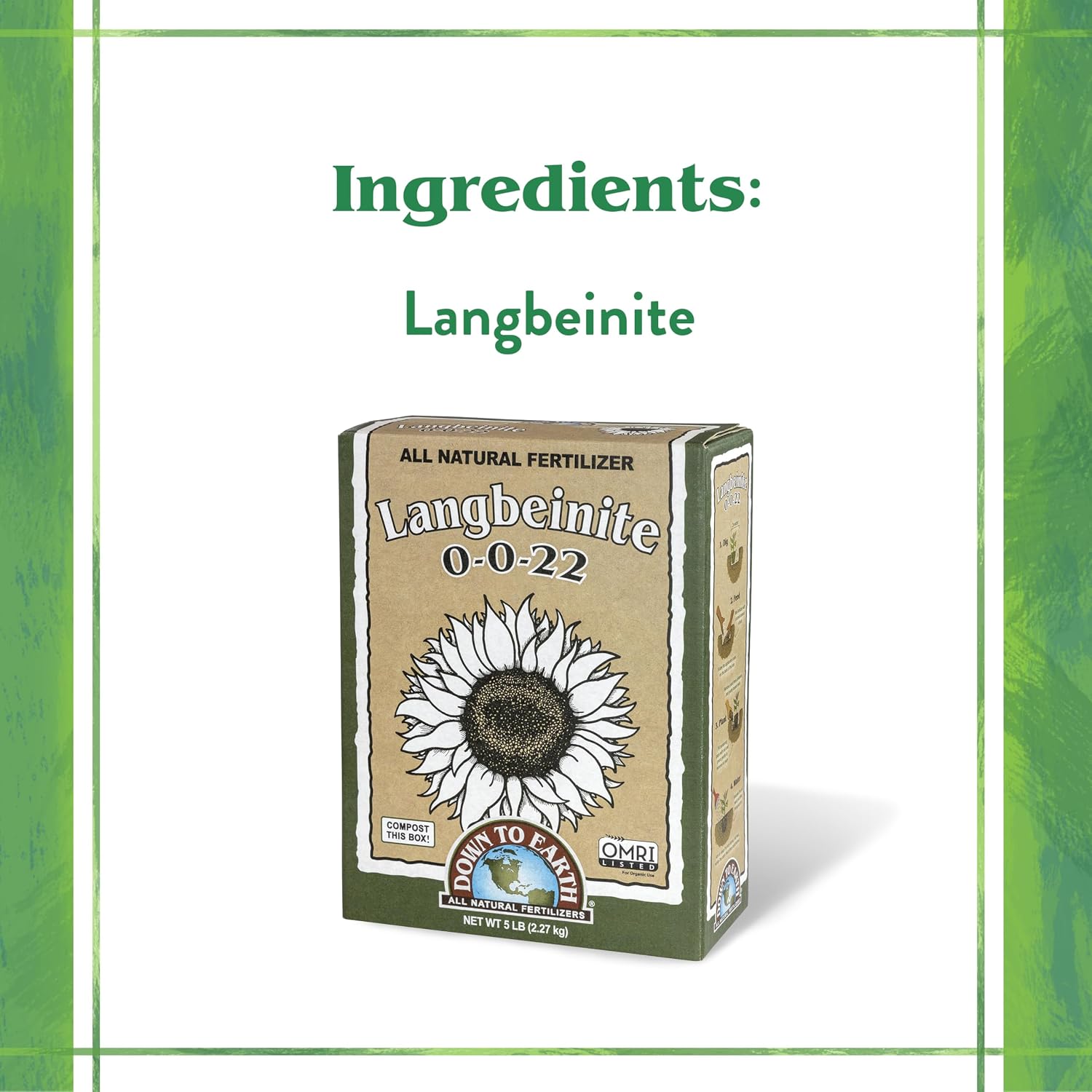 Down To Earth All Natural Fertilizers Organic Langbeinite - 0-0-22, 5 lb | Potassium Magnesium Sulfate (K-Mag), Granular Plant Food, Garden Vegetables
