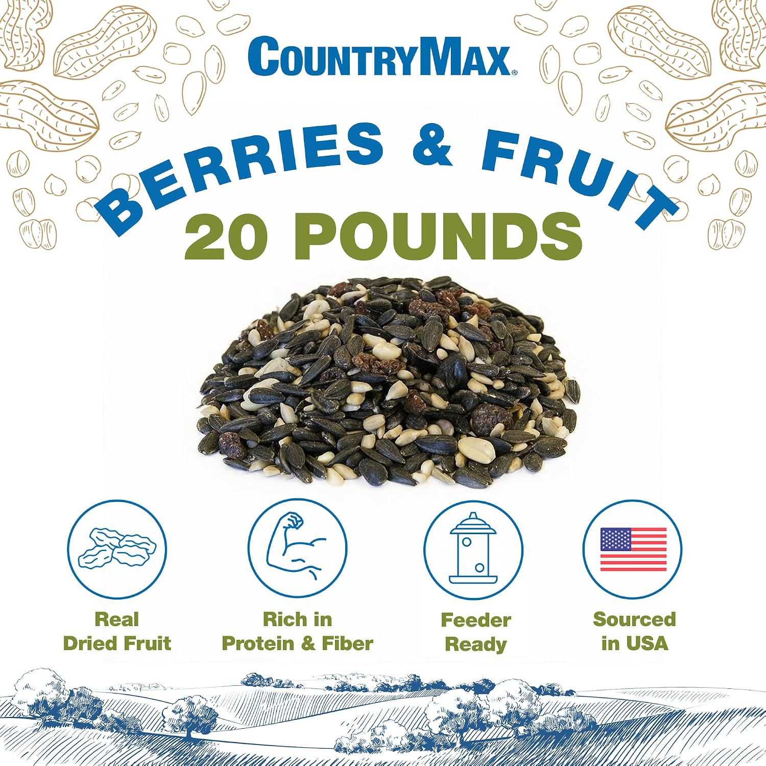 Backyard Seeds Woodpecker No-Waste Bird Seed Mix 5lbs - Premium Shelled Peanuts & Sunflower Chips, Small Bag of Wild Bird Food