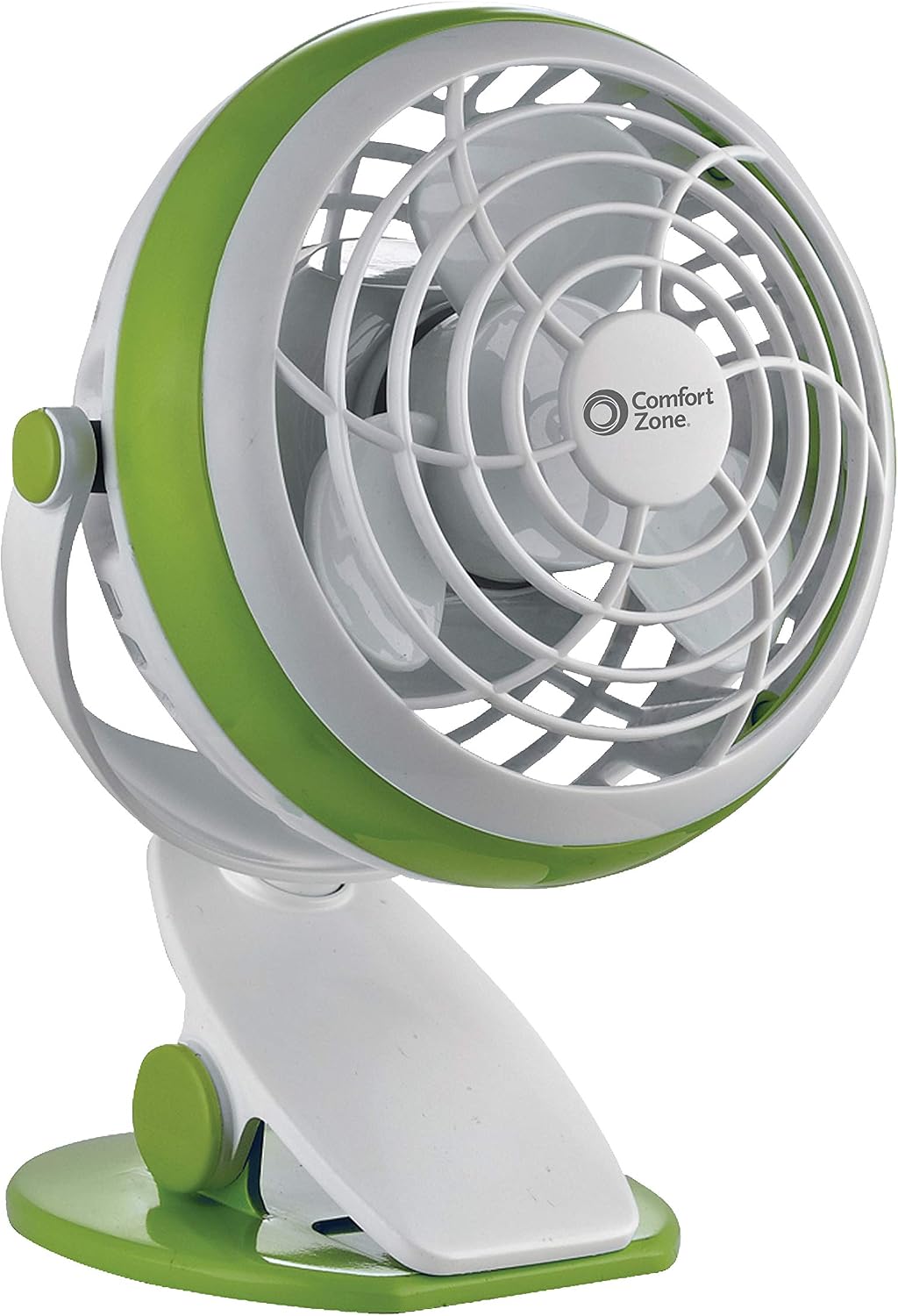 Comfort Zone Dual Base Combo Clip or Desk Fan, USB or Battery Powered, 4 inch, Single Speed Setting, Adjustable Tilt, Lightweight, Ideal for Home