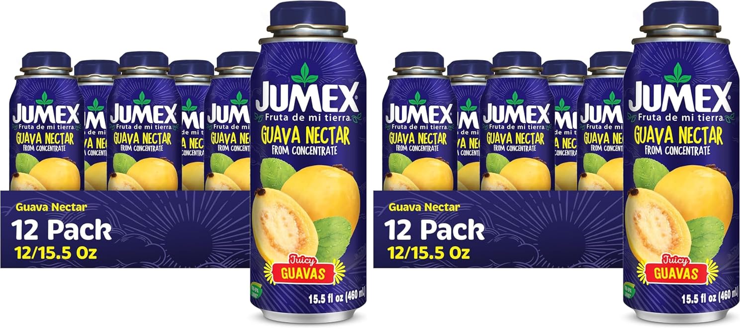 Jumex Mango Nectar Lata Botella - Made with Fresh Fruit Puree - Mango Juice Concentrate for Tropical Fruit Smoothie Mix, Cocktail Mixers & Kids Beverages - 15.5oz, 12 Pack Resealable Juice Bottles