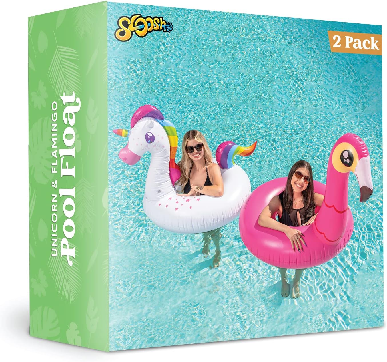 JOYIN 2-Pack Flamingo Unicorn Pool Float - Fun Floaties Inflatable Swimming Pool Tubes Toys Party Decorations