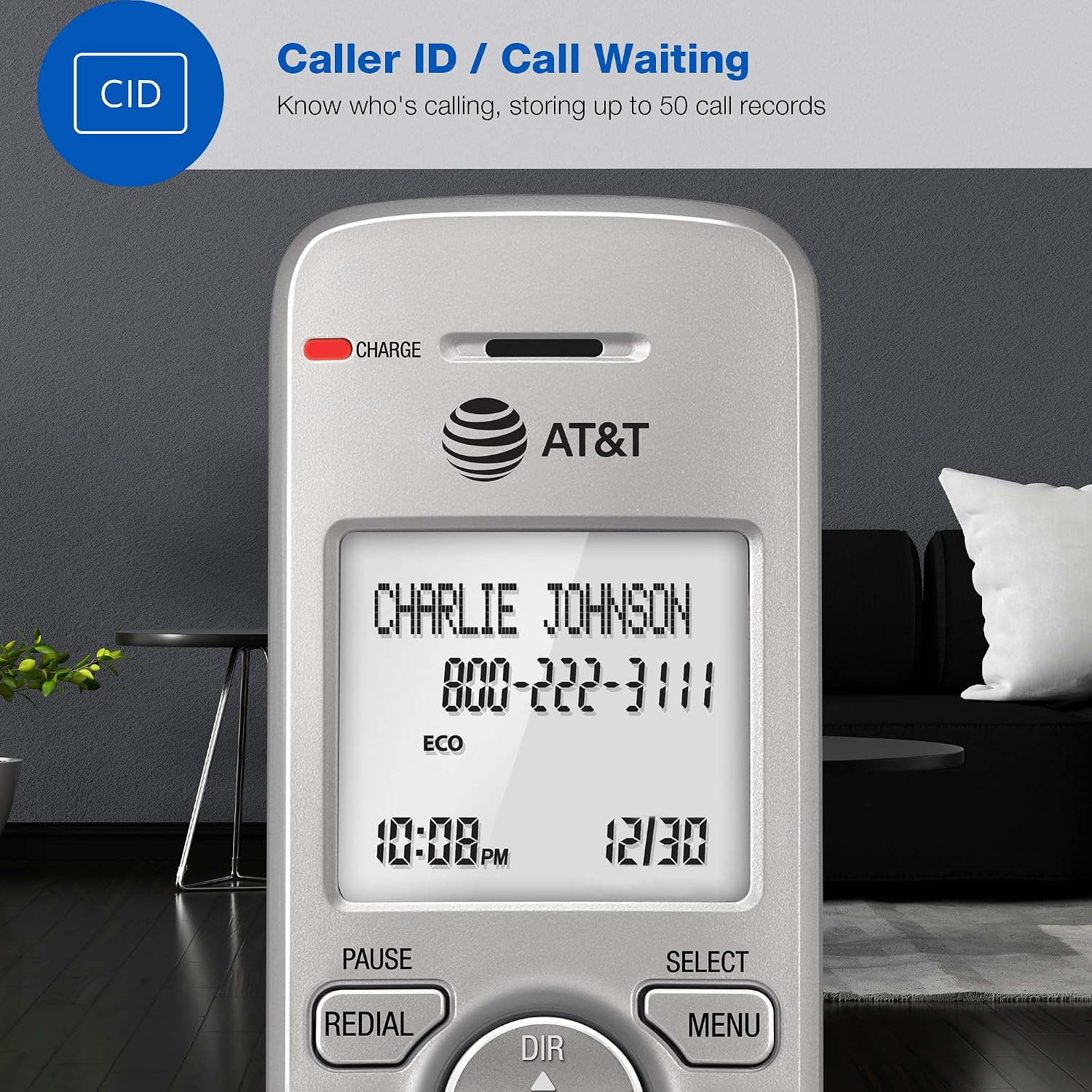 AT&T EL52213 2-Handset Cordless Phone, Light Champagne | Digital Answering System, Extra-Large Backlit Keys, Caller ID/Call Waiting, DECT 6.0, Expandable Speakerphone