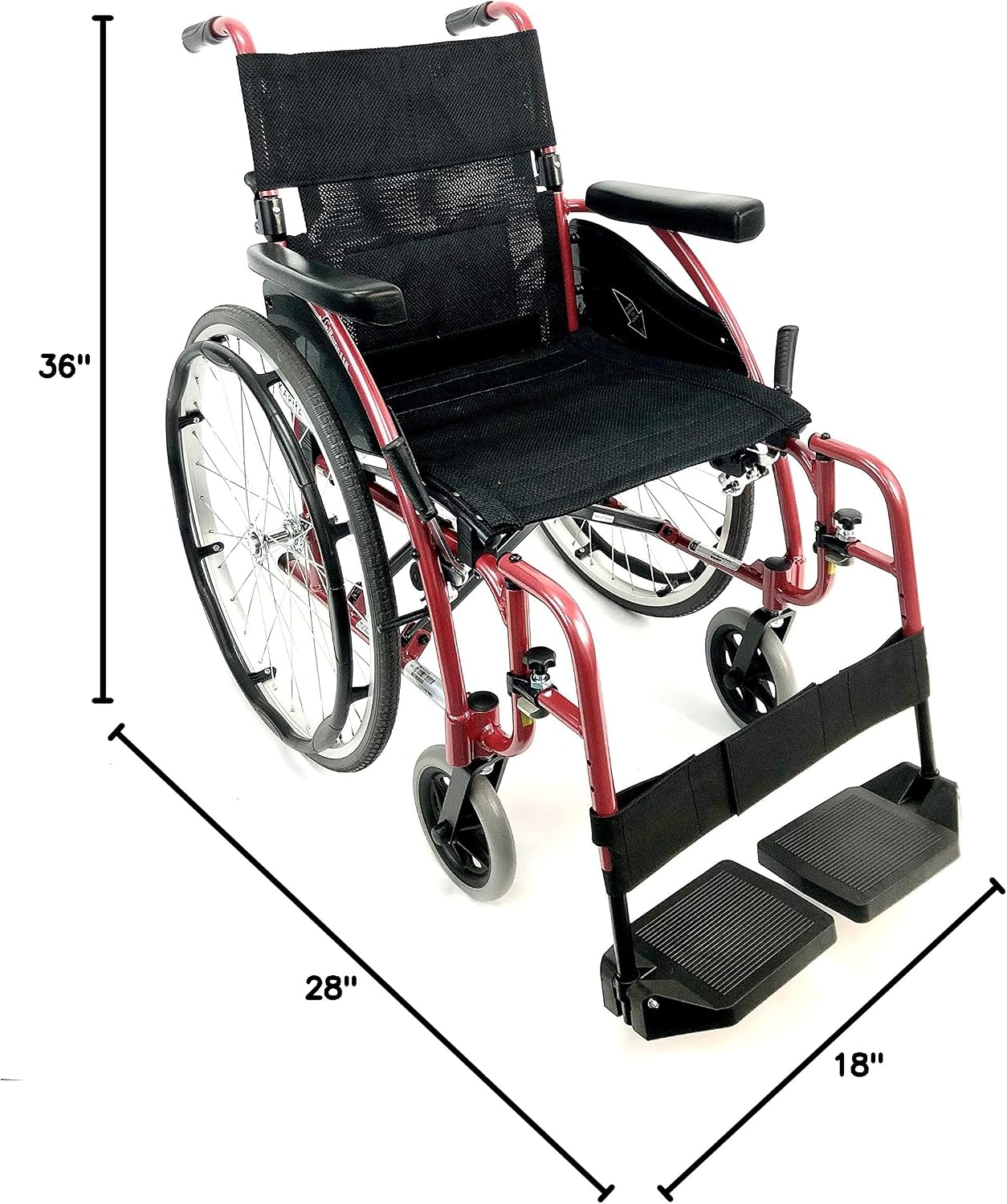 Karman 25 lbs Ergonomic Wheelchair with Removable Footrest 18" Silver