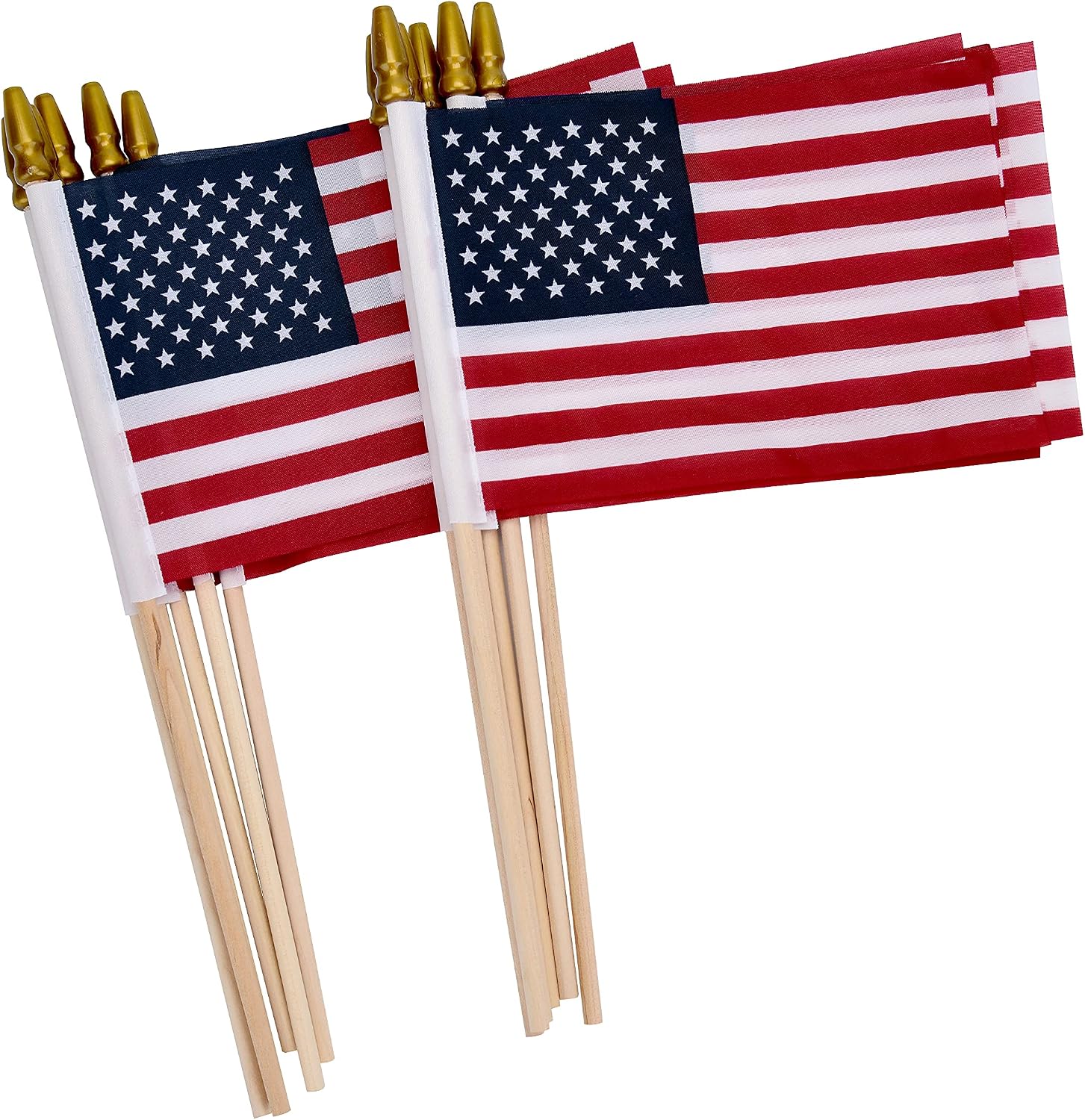 12 Pack Small American Flags on Stick Small US Flags/Mini American Flags for Outside 4x6 Inch American Hand Held Stick Flags with Kid-Safe Spear Top