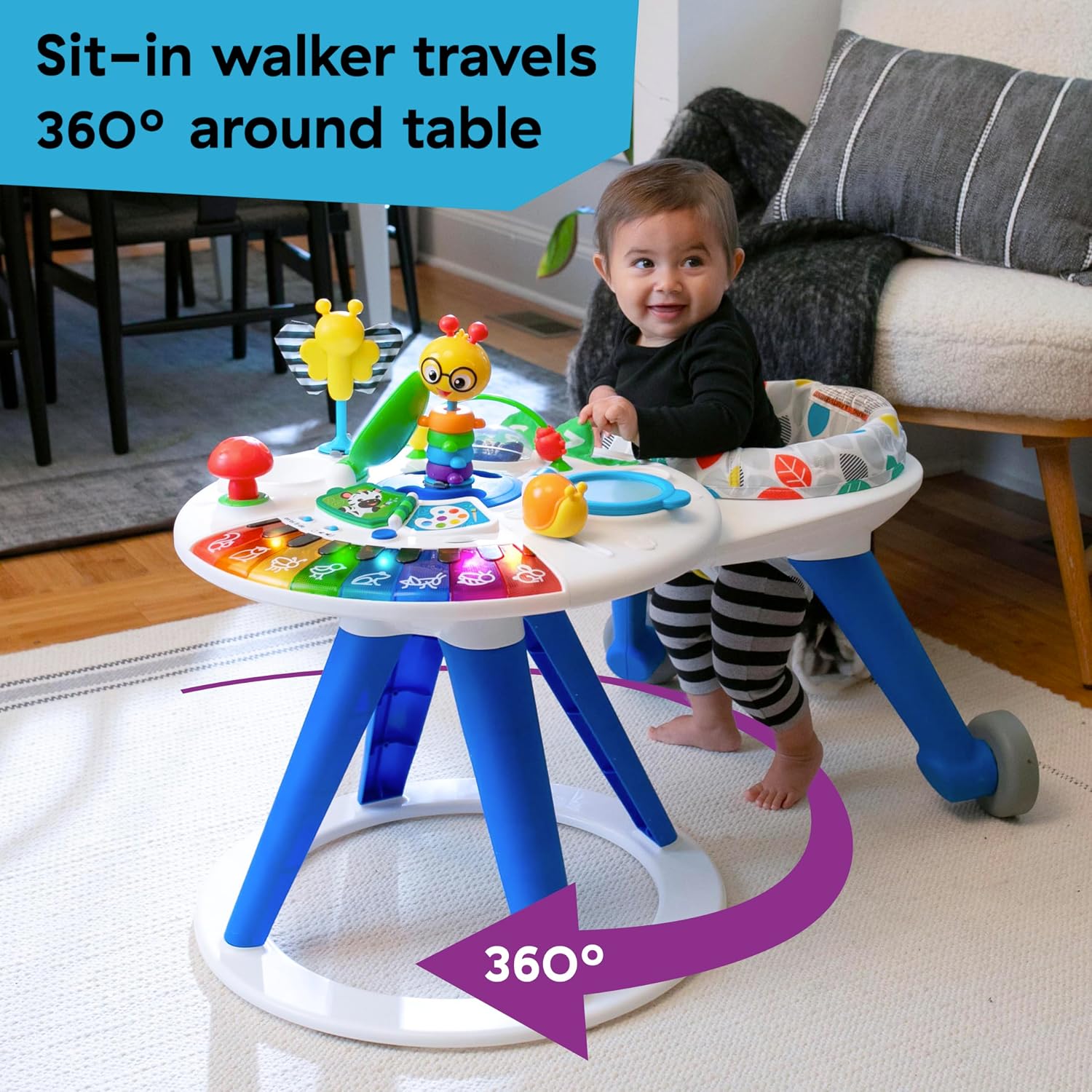 Baby Einstein 4-in-1 Activity Center & Walker with Piano, Age 6M+