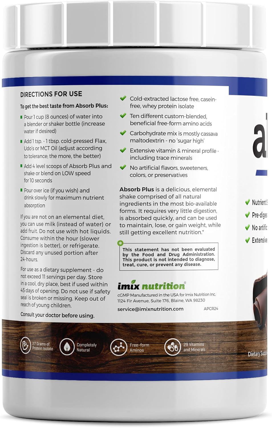 Isolate Protein - Diet Supplement for Improved Gut Health, Extra Nutritional Support, Non-GMO, Gluten-Free, Lactose-Free, Casein-Free (2.2 Lbs, Simply Vanilla)