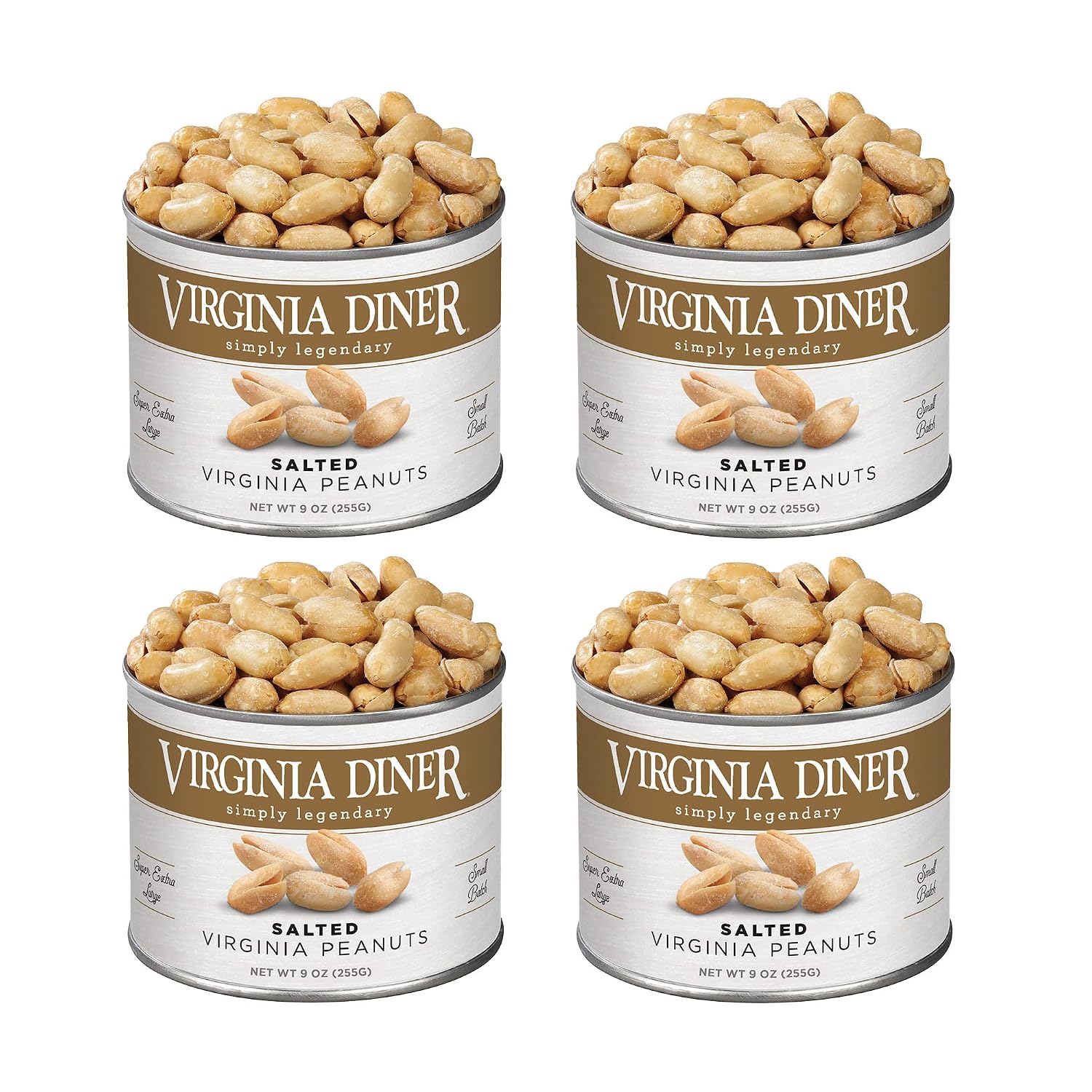 Virginia Diner Salted Virginia Peanuts - XL Gourmet Peanuts Non-GMO, Preservative Free Gifts from Virginia Since 1929-18 Oz Can