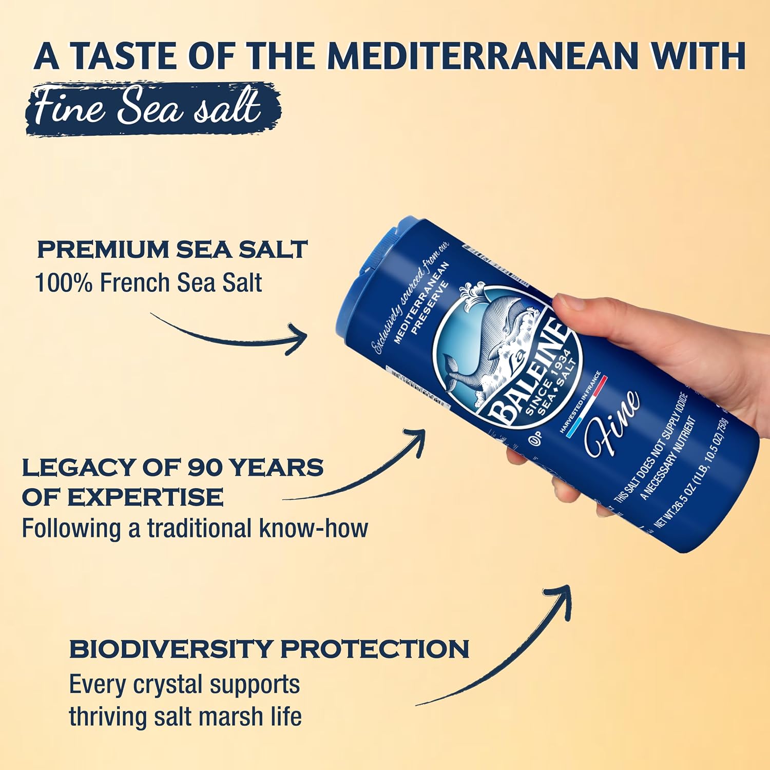 La Baleine · French Fine Sea Salt · 750g - 26.5 Oz (Pack of 2)