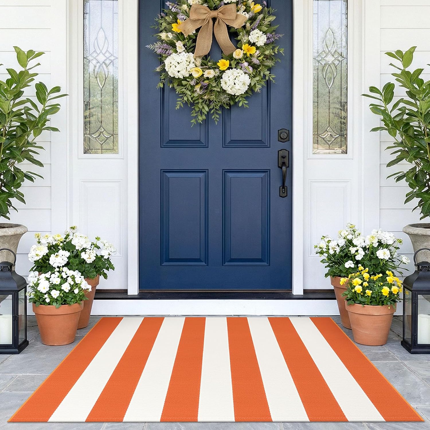 KOZYFLY Black and White Area Rug 3x5 Ft Washable