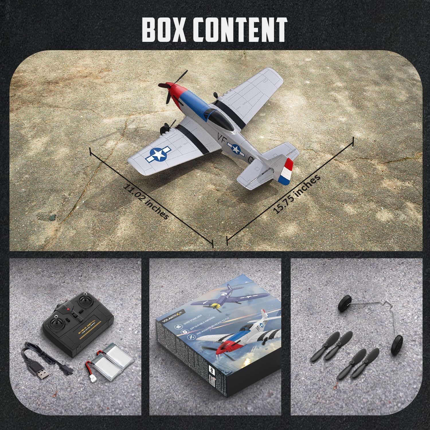 volantexrc RC Plane, 3 Channel Remote Control Plane for Beginners & Adults | Spitfire Fighter RTF, 6-Axis Gyro, 2.4GHz Radio Controlled Aircraft, Easy to Fly