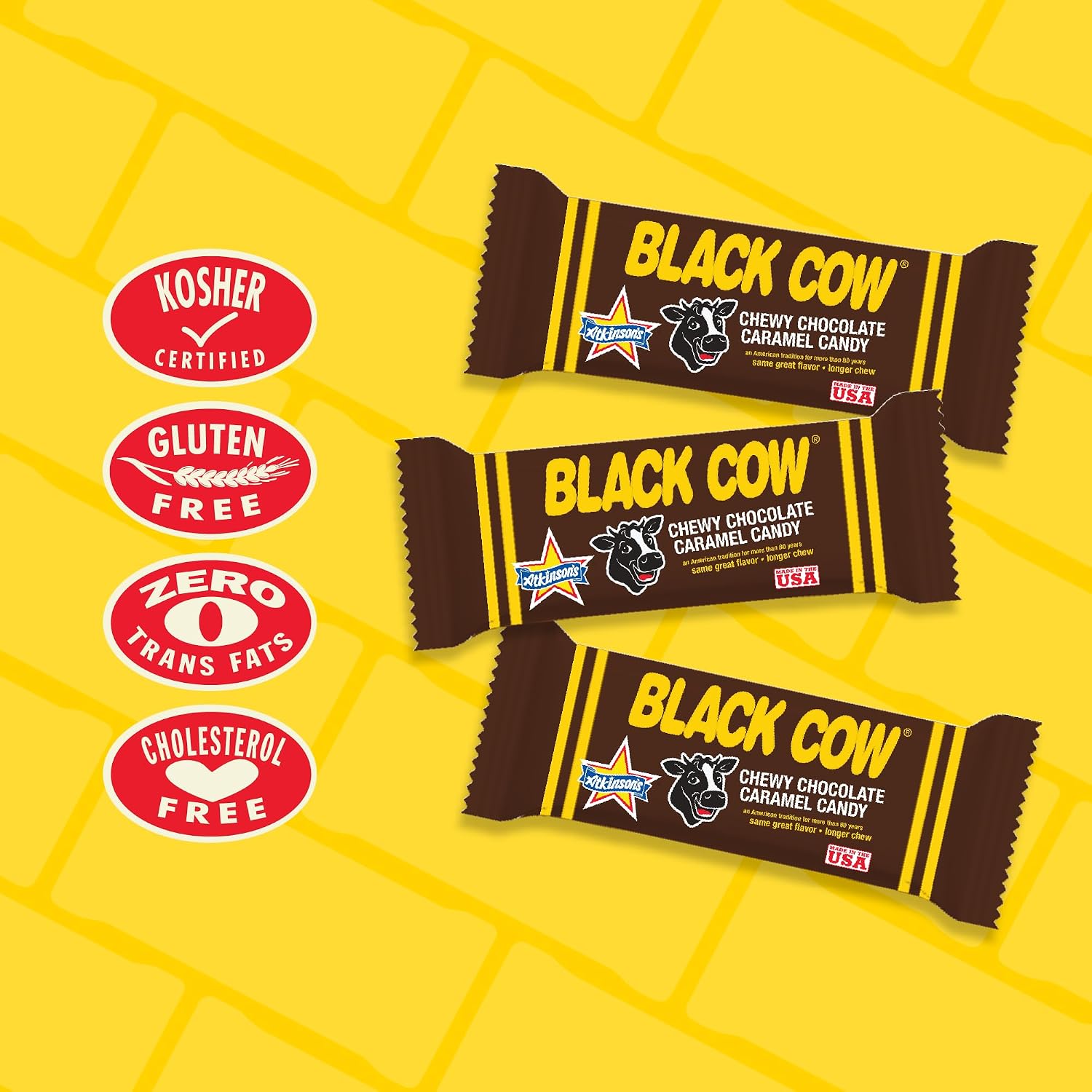 Atkinson's Black Cow Chocolate Caramel Chewy Candy Bar, 1.5oz, 24ct Pack | Chewy chocolate caramel candy bars