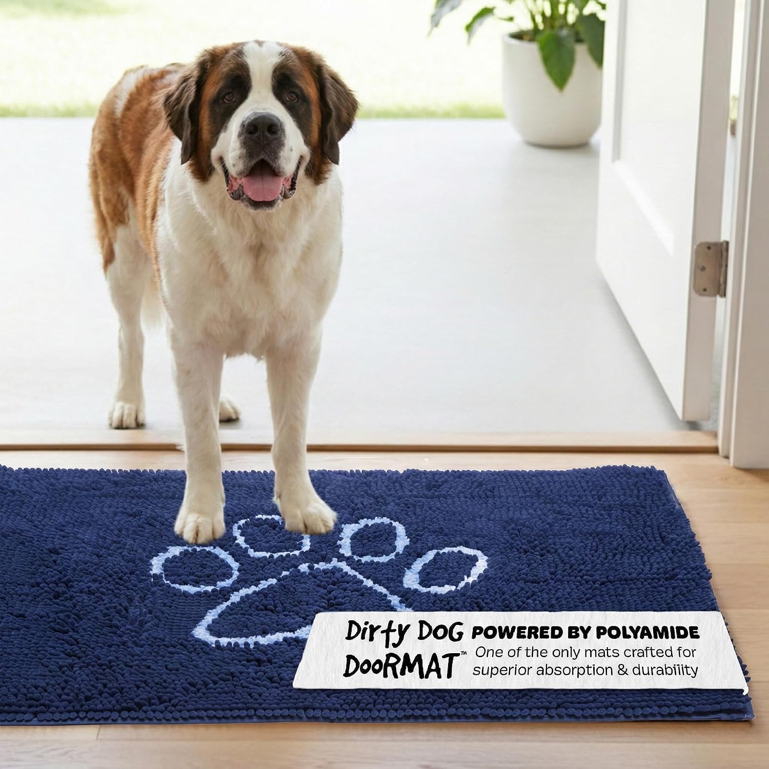 Dog Gone Smart Dirty Dog Doormat - Fast Drying Rug with Super Gripper Backing for Clean Floors - Super Absorbent and Machine Washable Mat for Muddy Paws - Grey