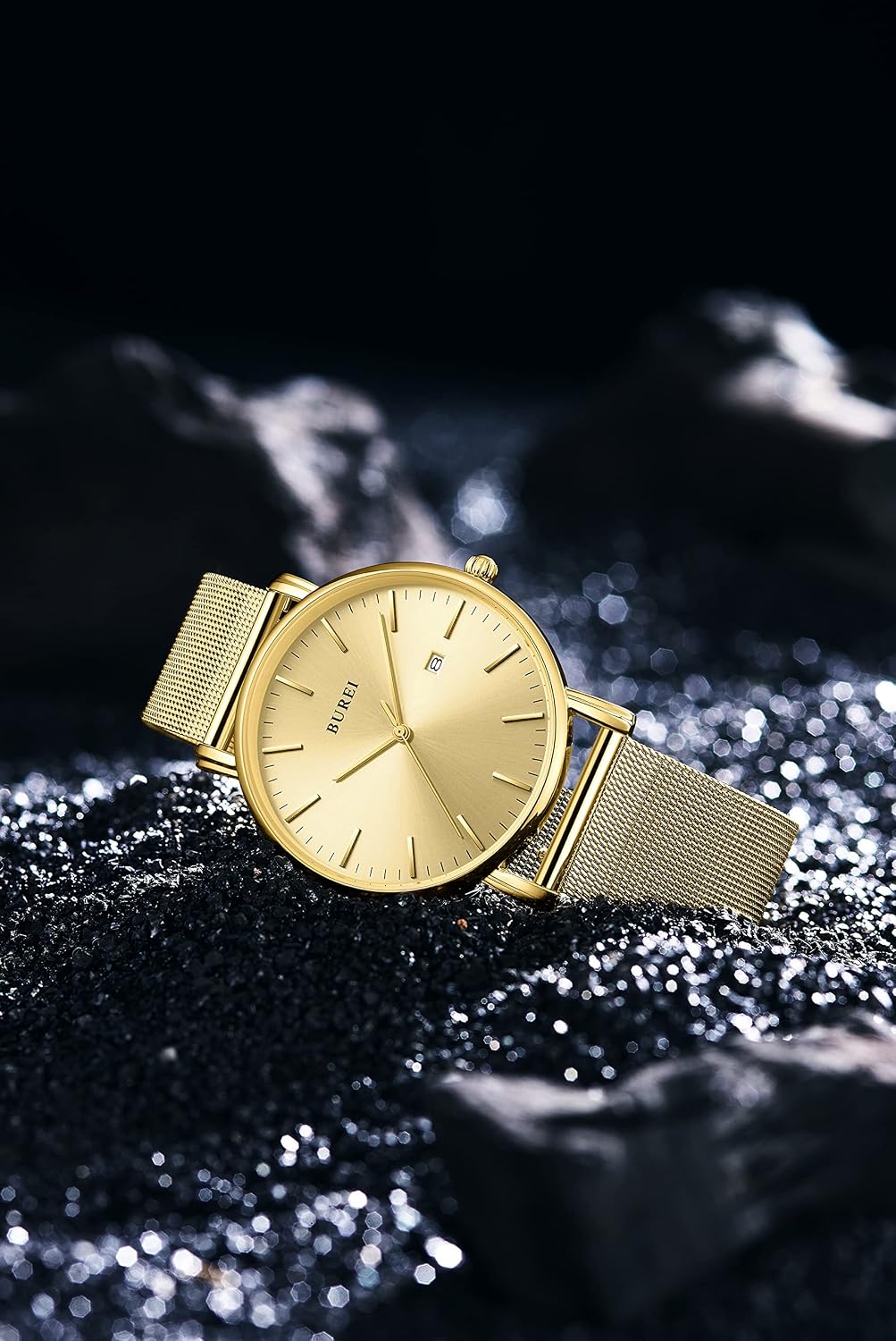 BUREI Men Wrist Watches Fashion Minimalist Thin Analog Quartz Waterproof Watches for Men, Refined Gifts for Men, Boyfriend, Husband, Dad