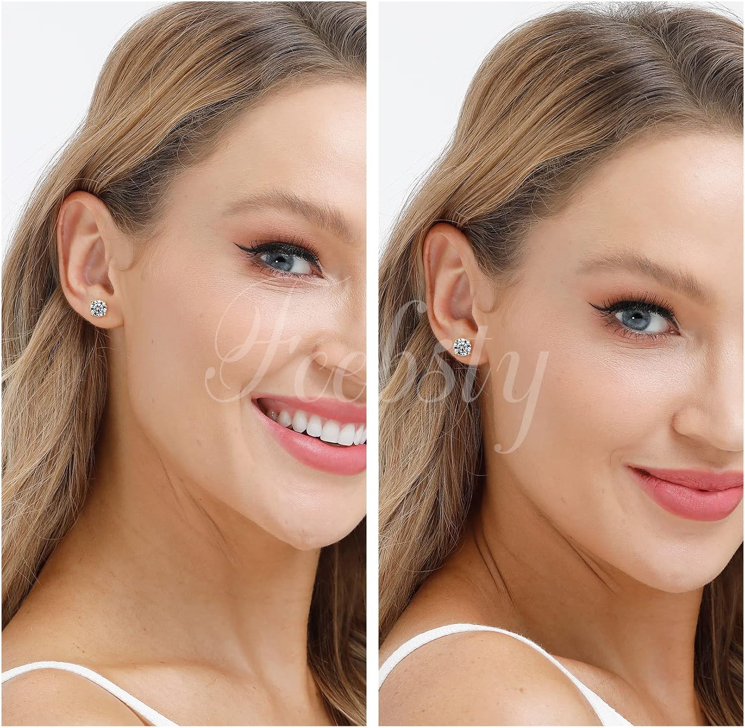 925 Sterling Silver Stud earrings Set | White Gold Plated Hypoallergenic Stud Earrings | Cubic Zirconia Stud Earrings for Women (2mm, 3mm, 4mm, 5mm