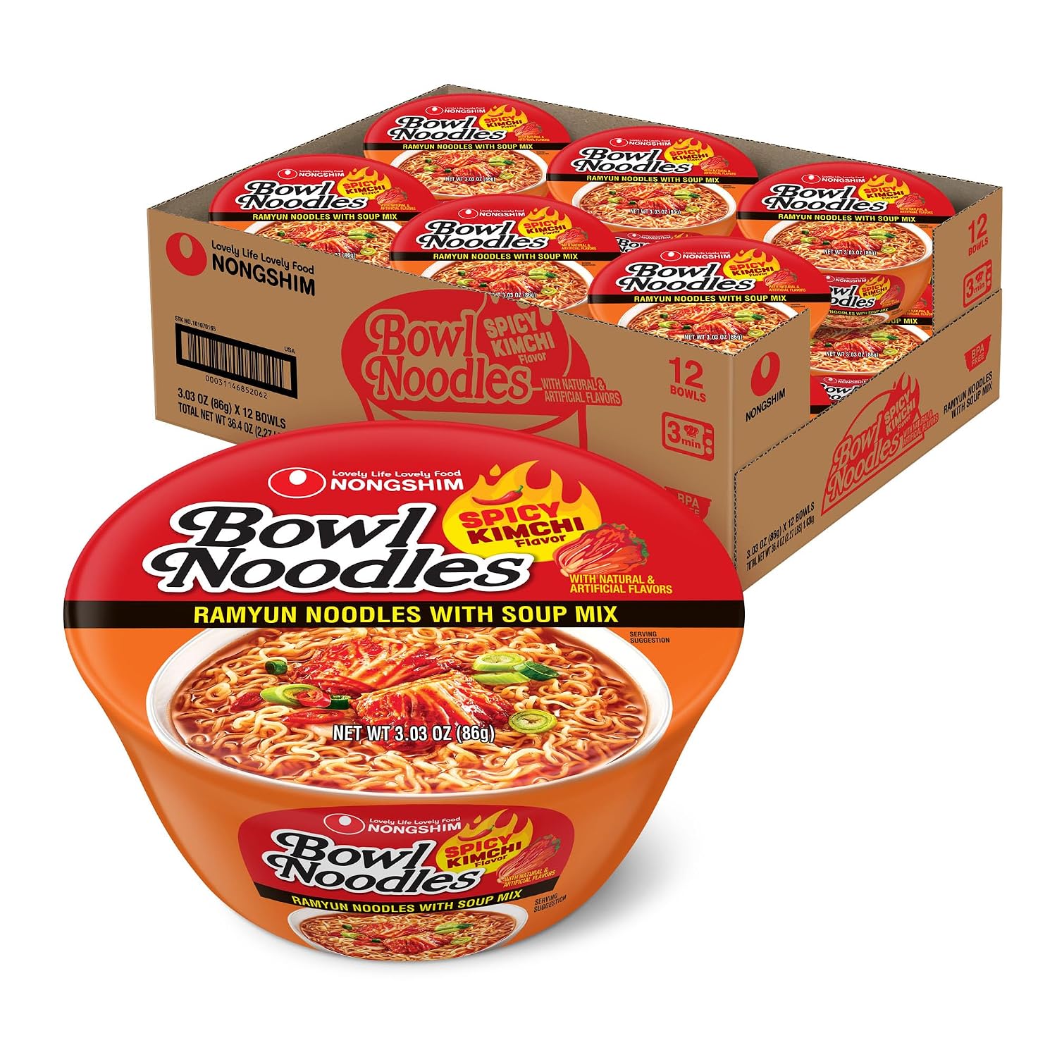 Nongshim HOT & SPICY Noodle Soup, 3.03 Ounce (Pack of 1)