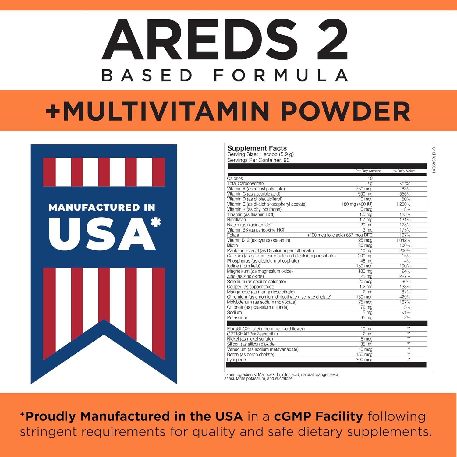 Viteyes AREDS 2 Powder + Multivitamin All-in-One, Macular Protection, Alternative to AREDS 2 chewables, No Pills, Lutein & Zeaxanthin