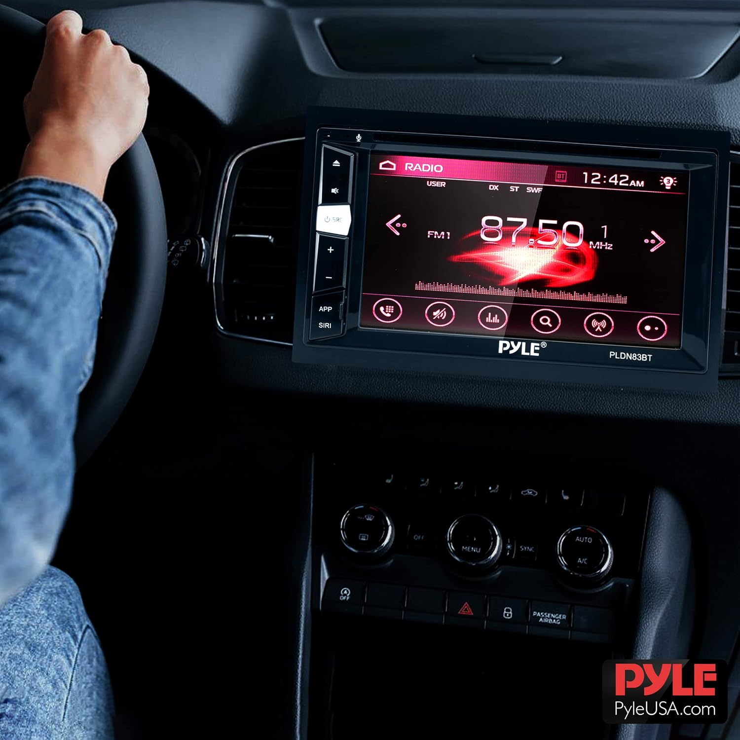 Pyle Double Din DVD Car Stereo Player Bluetooth in-Dash Car Stereo Touch Screen Receiver w/ USB/SD, MP3, CD Player, AM FM Radio