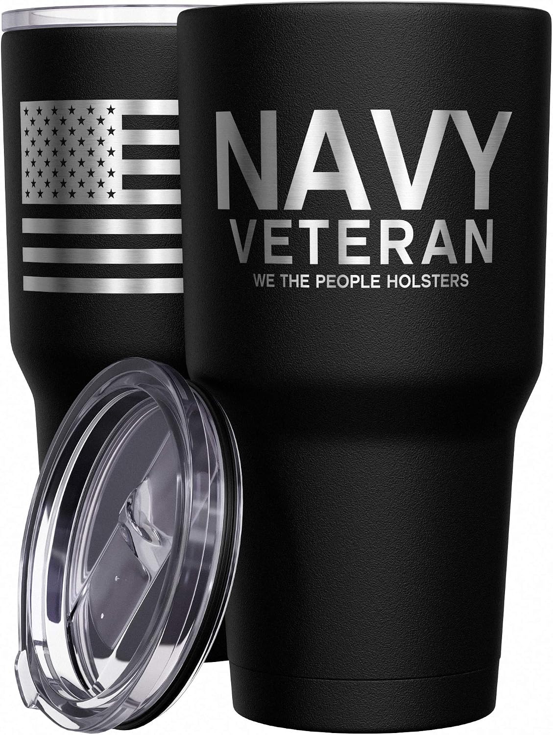 We The People Holsters - Navy Veteran Travel Mug - American Flag Coffee Tumbler - Military Double Insulated Tumbler - 30 oz