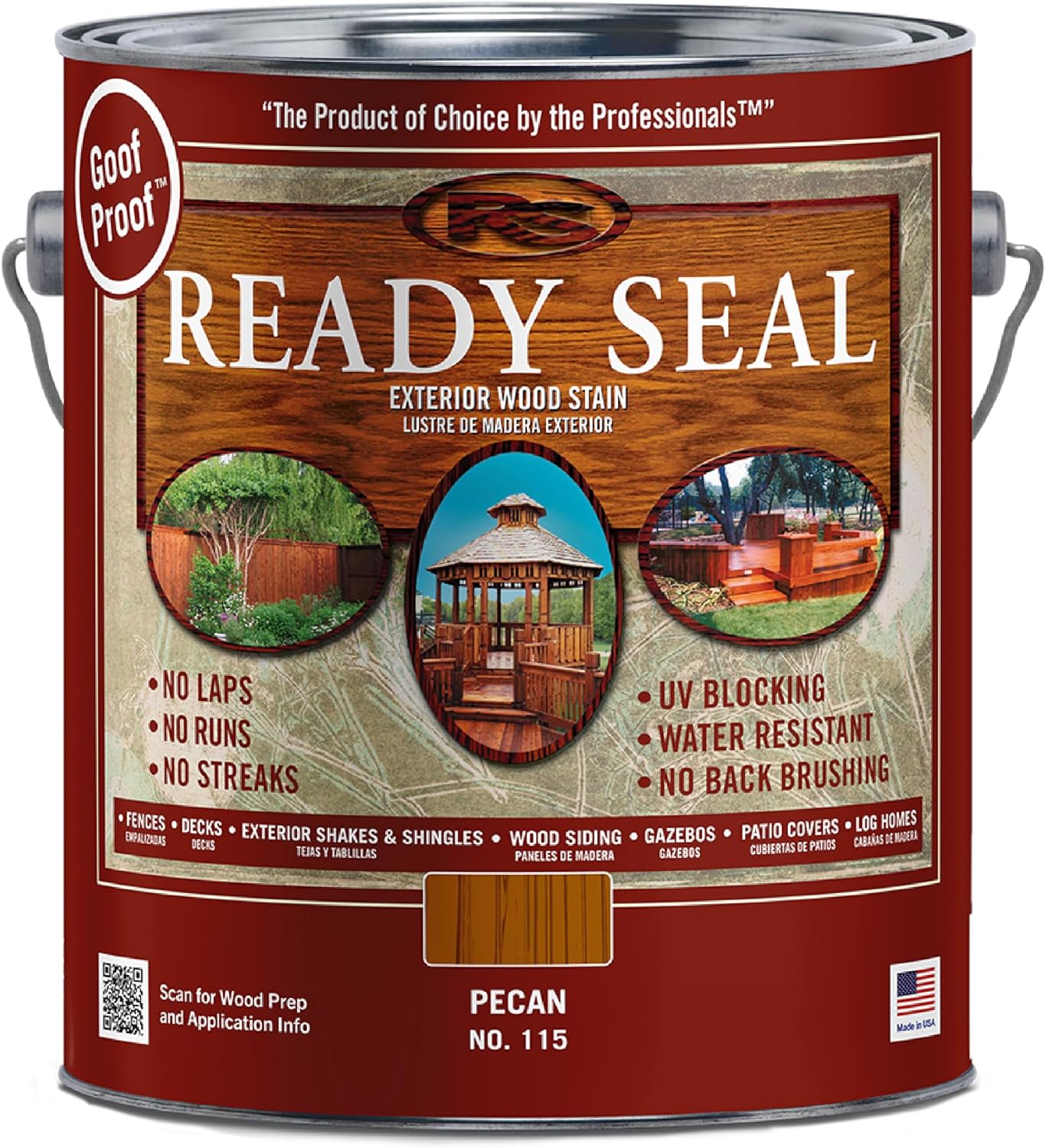 Ready Seal 7966104 5 gal Pail Exterior Wood Stain & Sealer, Light Oak