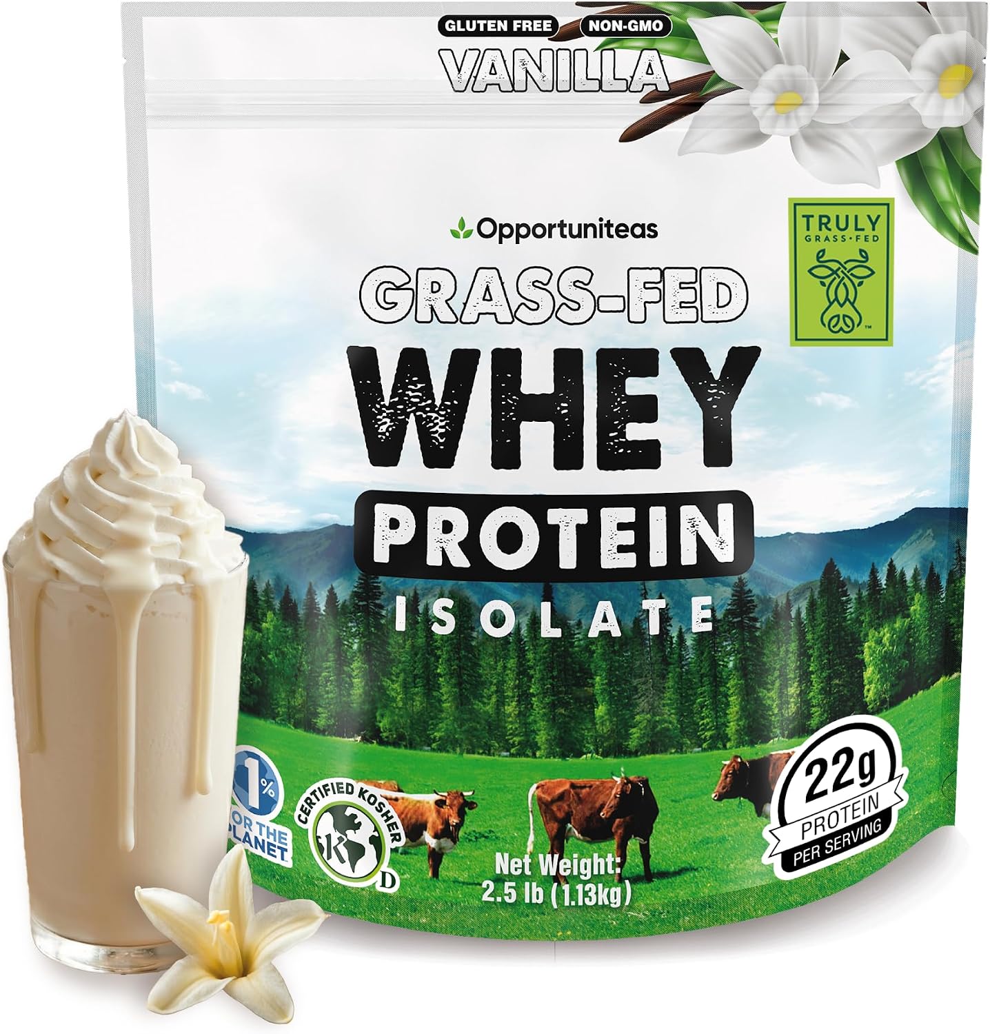 Unflavored Grass Fed Whey Isolate Protein Powder, 1 lb | Isolated, Flavorless Whey made with 100% GrassFed Hormone-Free Milk, It's Unsweetened, Cold-Pressed and Heavy-Metal Tested