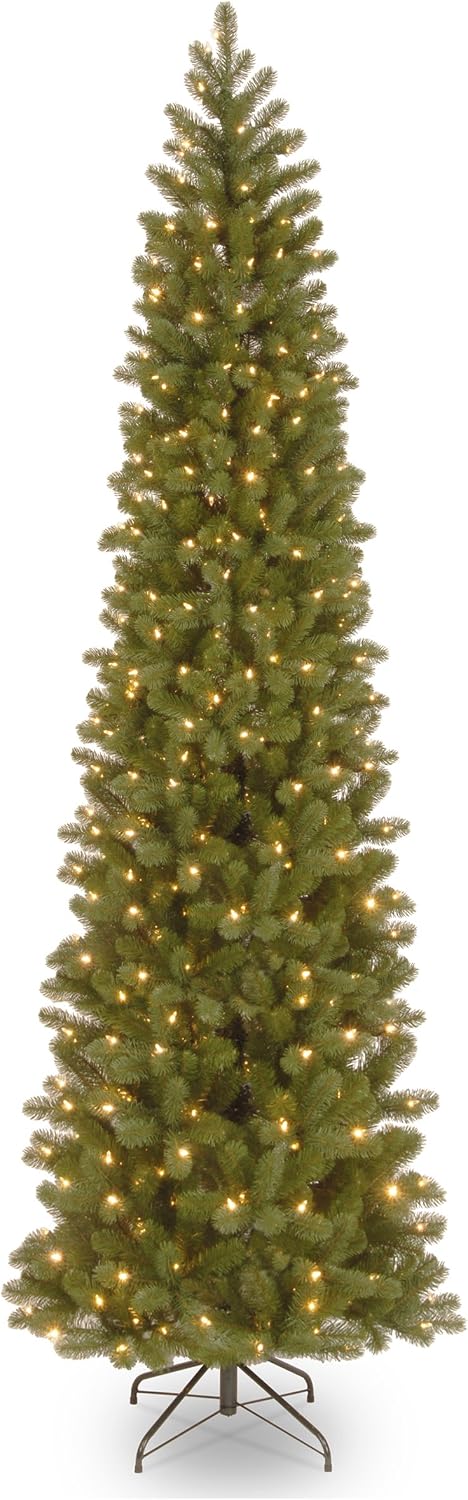 National Tree Company 7.5ft Pre-Lit Downswept Douglas Fir Christmas Tree | Slim, 350 Clear Lights, 796 Tips, Includes Stand, Green