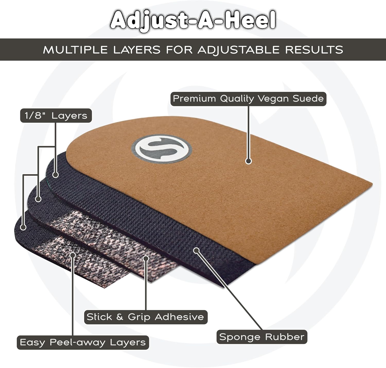 SoleAid Adjust-A-Heel | USA Made Height Adjustable Heel Lift for Uneven Legs and Gait Discrepancy