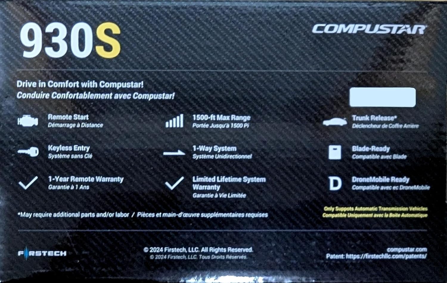 Compustar CS930-S All-in-One Remote Start Bundle - Two (1-Way), 3-Button Remotes G17 AM Water-Resistant Remotes 1,500-Ft. Max Range Keyless Entry Remote-Start-System