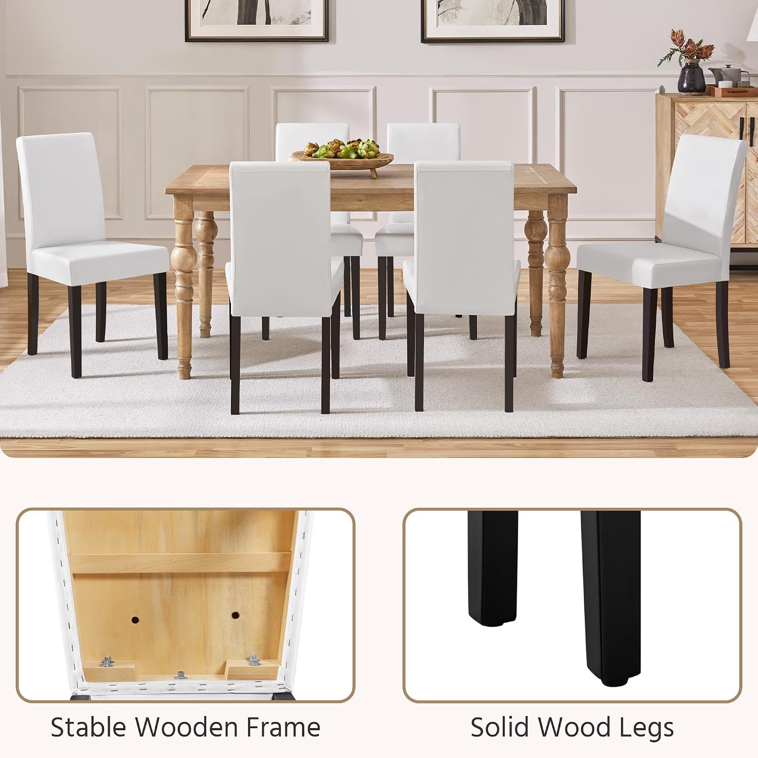 Yaheetech Dining Chairs Set of 4 Upholstered Kitchen Chairs Black