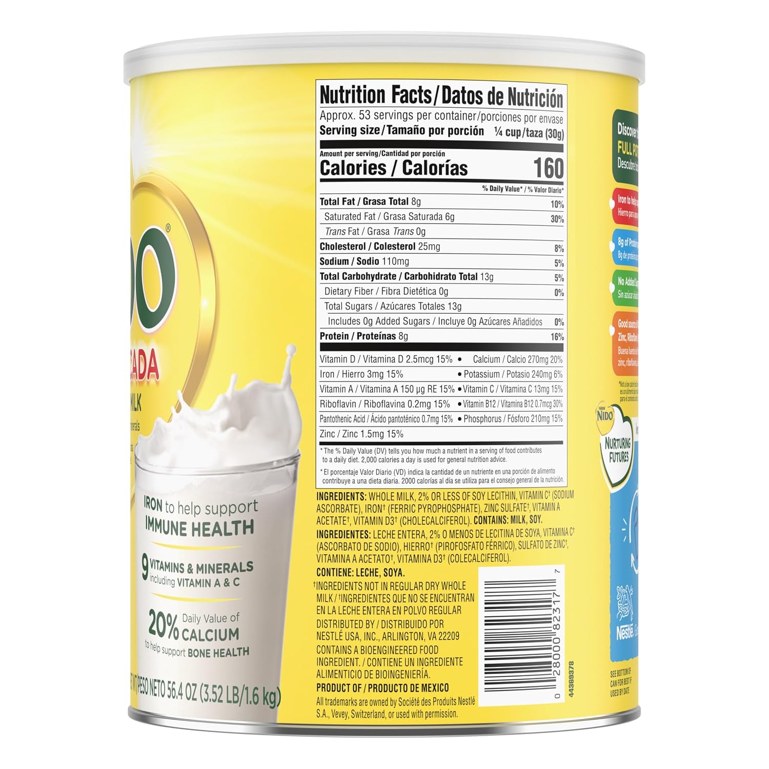 Nestle Nido Fortificada Whole Milk Powder, 28.1 Oz