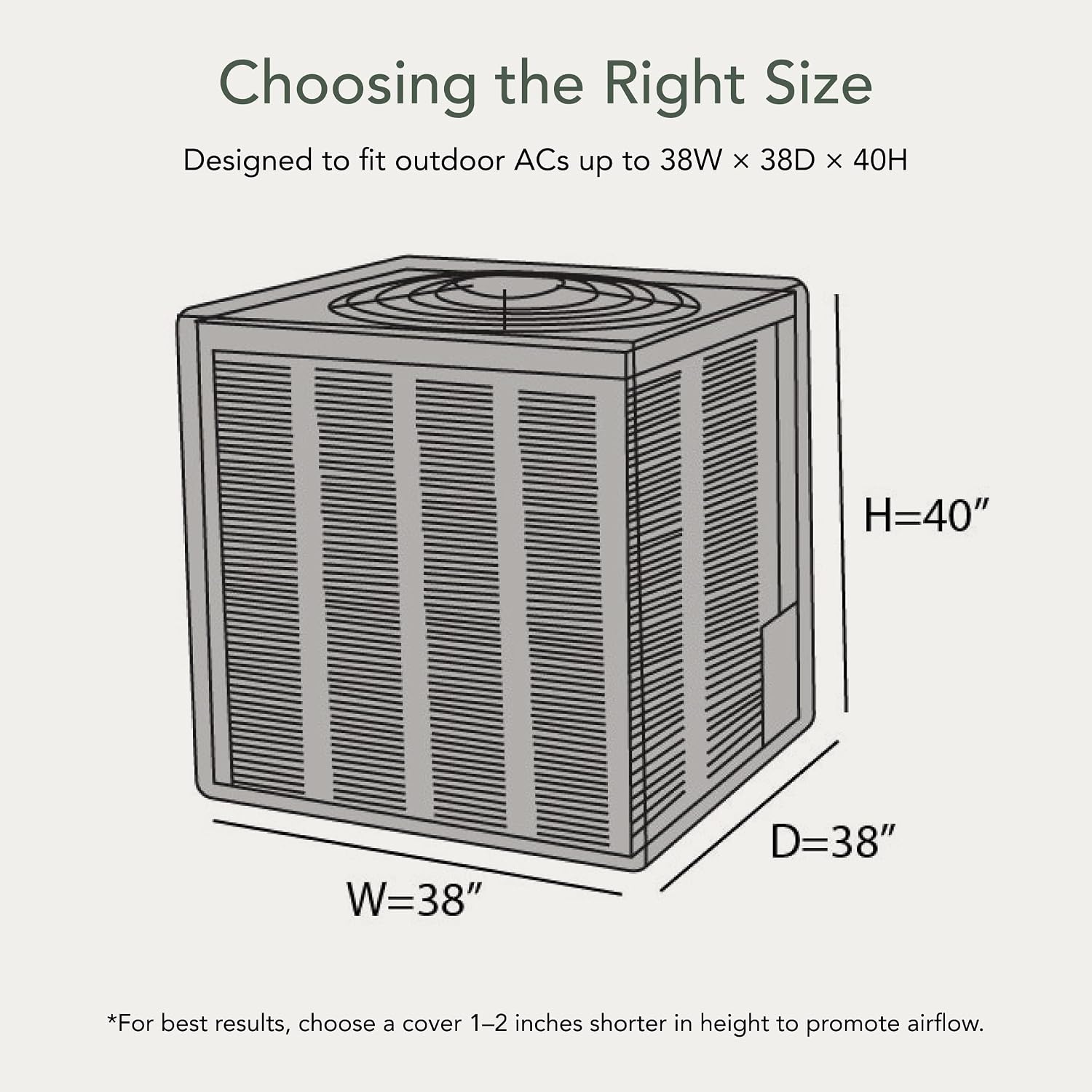 Covermates Classic Heavy-Duty Air Conditioner Cover - Durable All-Weather Protection for Outdoor Central AC Units - Water-Resistant 12-Gauge Vinyl Shell, 26W x 26D x 32H, Green