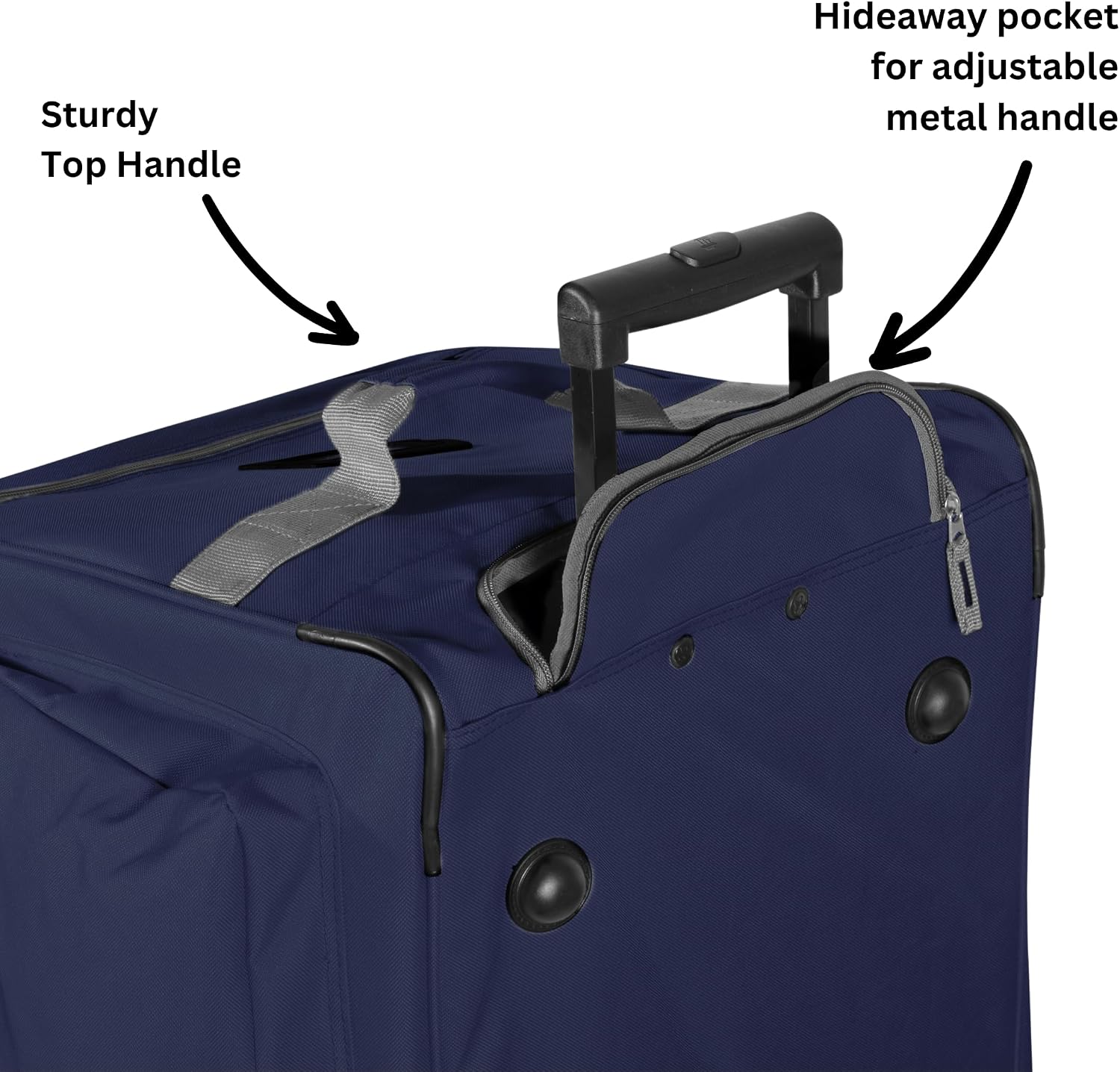 Olympia U.S.A. 33 inch Jumbo Size 8 Pockets Wheeled Rolling Duffel Bag Water Resistant Luggage Lightweight Travel Suitcase with Retractable Handle