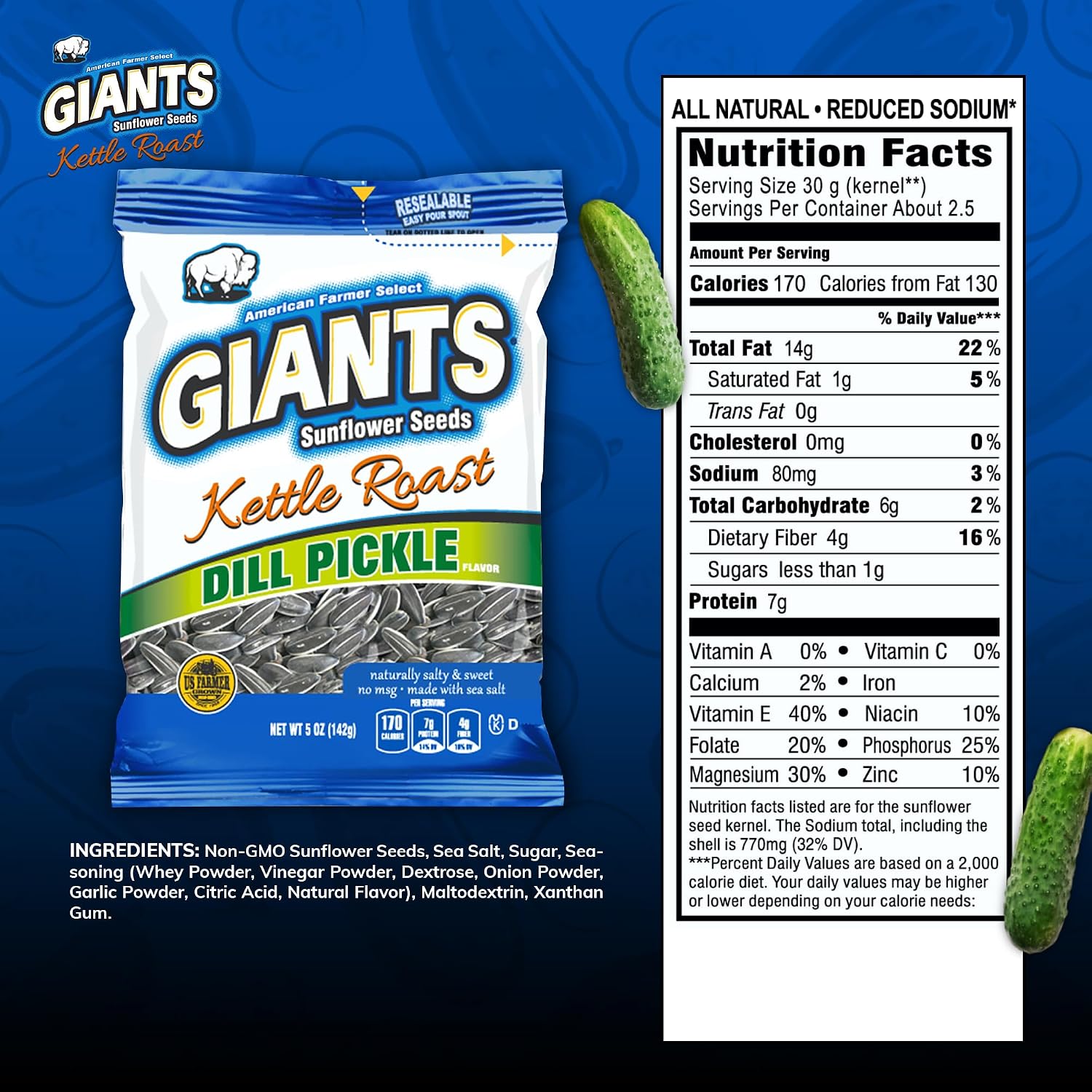GIANTS Original Sunflower Seeds - Sunflower Seeds to Eat, Sunflower Seeds Bulk, Lightly Salted Sunflower Seeds for Eating, High Protein Snack - 5.75 oz Resealable Bags (Case of 12)
