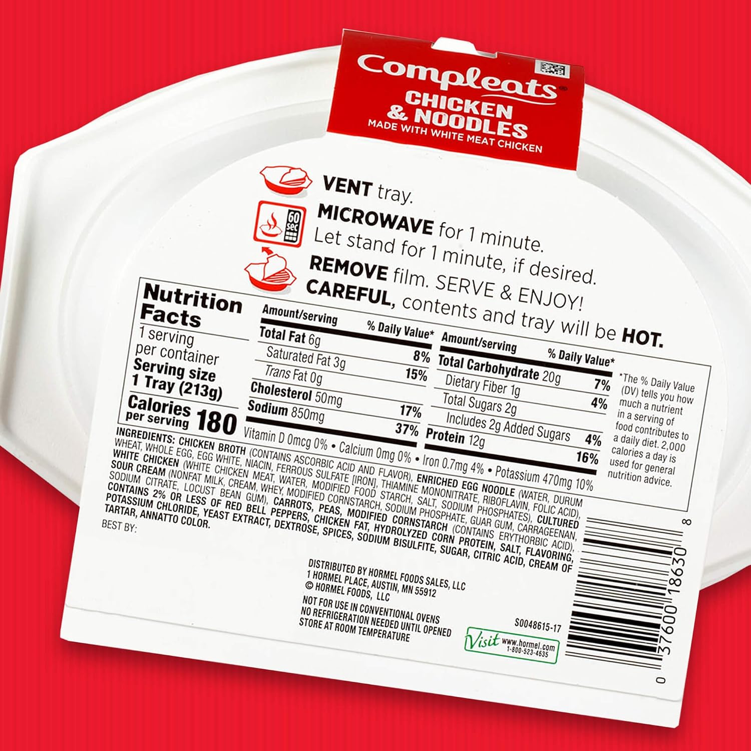 HORMEL COMPLEATS Chicken Alfredo Microwave Tray, 10 oz. (6 Pack)