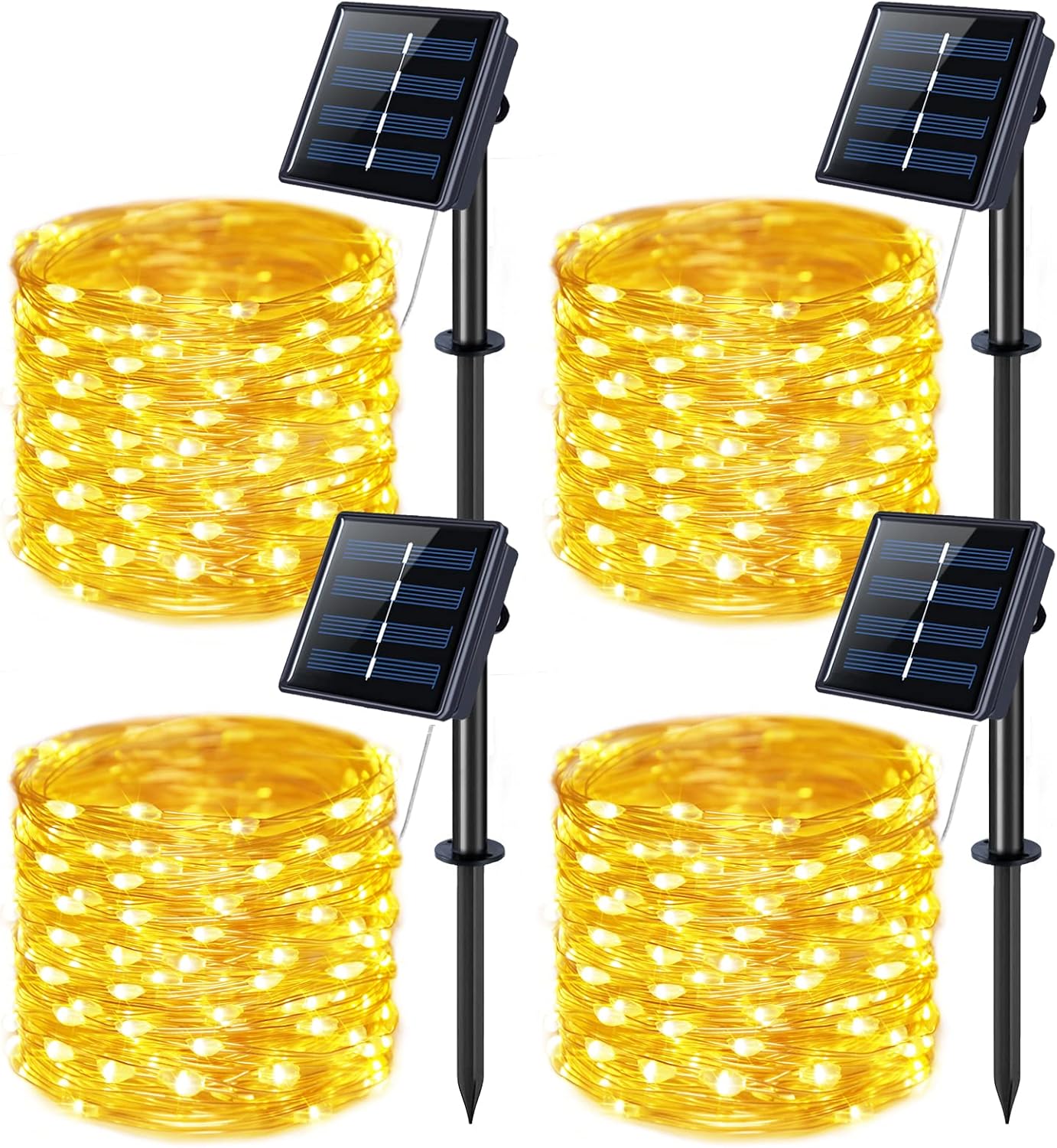 JMEXSUSS 2 Pack Solar String Lights Outdoor Total 66FT 200LED Fairy Lights | Outdoor Waterproof, 8 Modes Solar Christmas Lights for Outside Garden Tree Patio Yard Wedding Christmas Decorations, White
