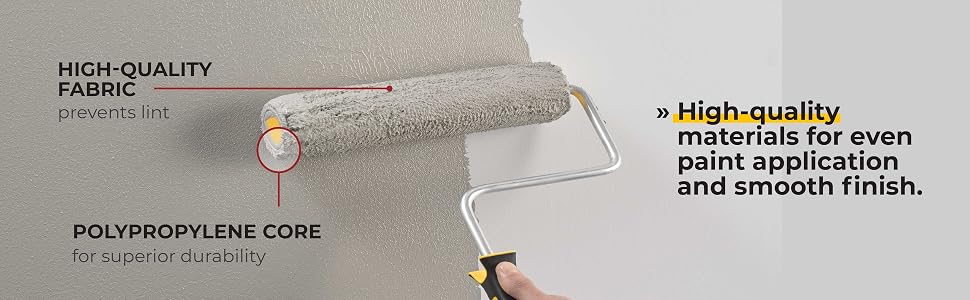 roller on wall with beige paint