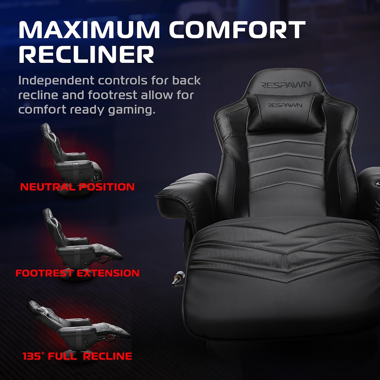 Respawn 900 Gaming Recliner Chair with Footrest, Cup Holder and Swivel