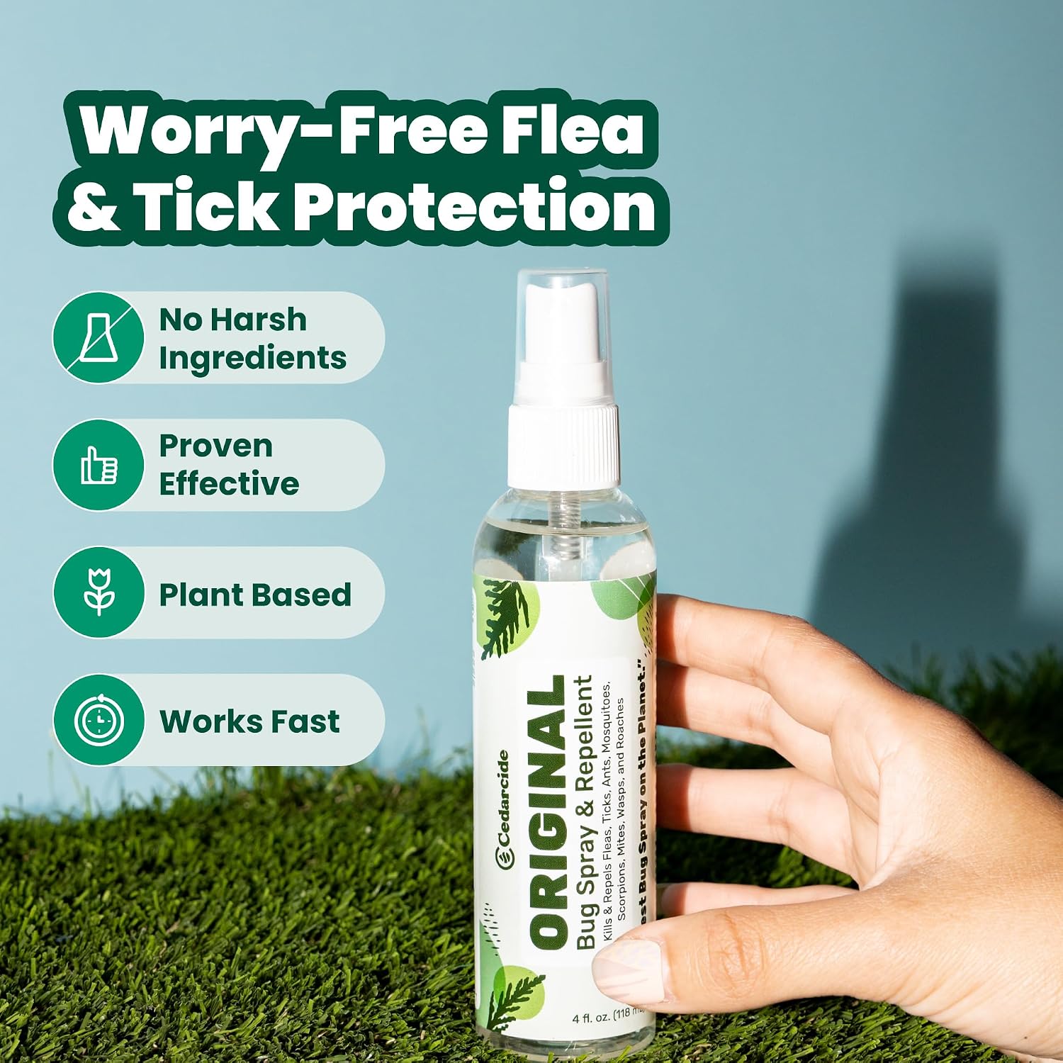 Cedarcide Original Bug Spray | Repel & Kill Fleas, Ticks, Mosquitoes, Mites, Ants & Chiggers | for use on People