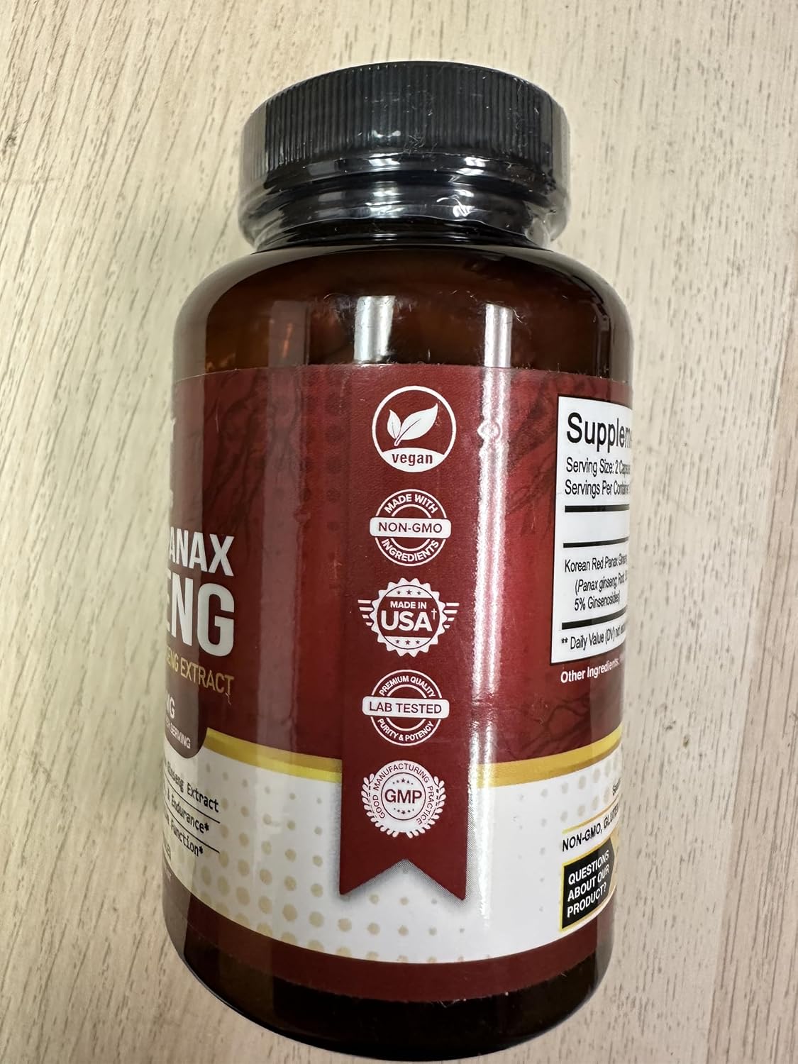 NutriFlair Korean Red Panax Ginseng 1600mg – 120 Vegan Capsules | 5% Ginsenosides | Non-GMO