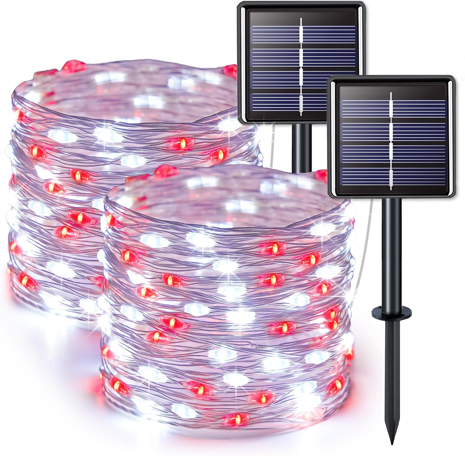 JMEXSUSS 2 Pack Solar String Lights Outdoor Total 66FT 200LED Fairy Lights | Outdoor Waterproof, 8 Modes Solar Christmas Lights for Outside Garden Tree Patio Yard Wedding Christmas Decorations, White