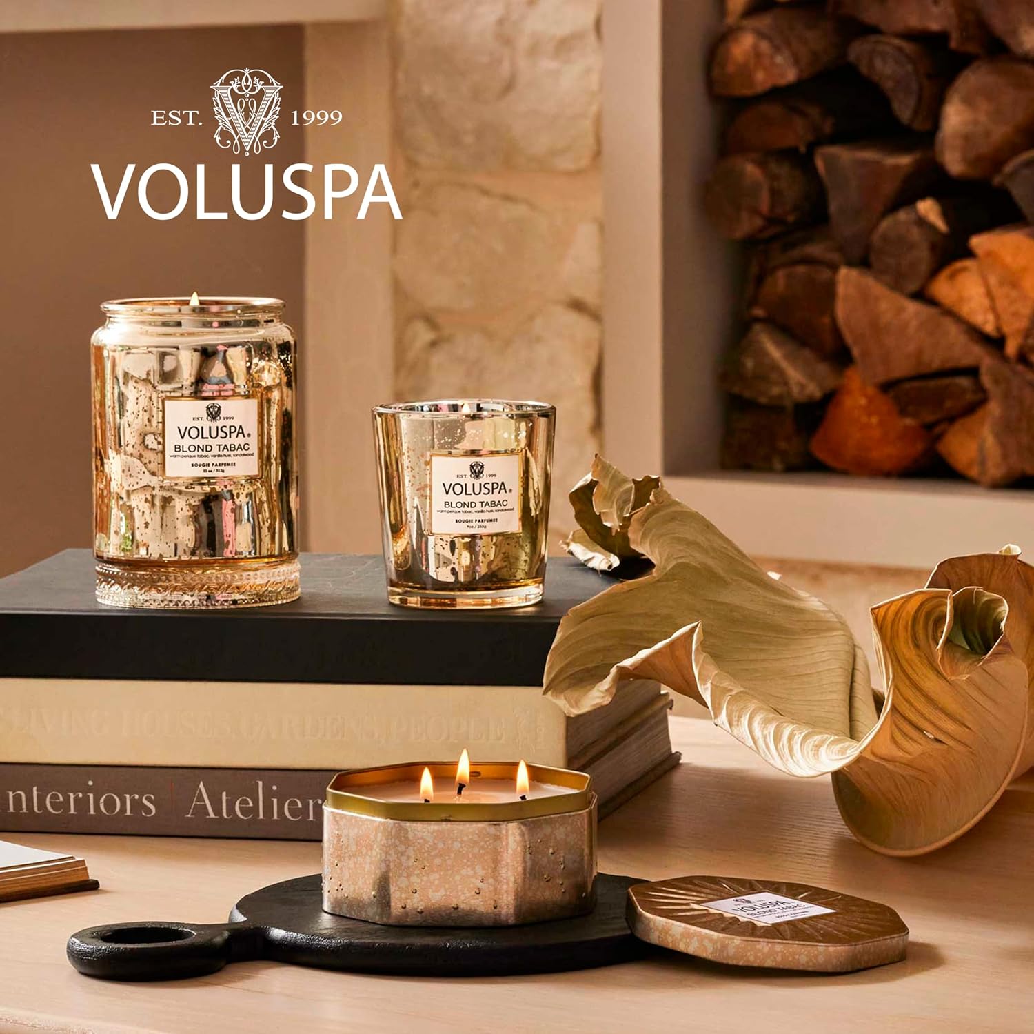 Voluspa Bourbon Vanille, Mini Tin Candle, 4 oz, 25 Hour Burn Time, Coconut Wax for Clean Burning, Handcrafted in the USA