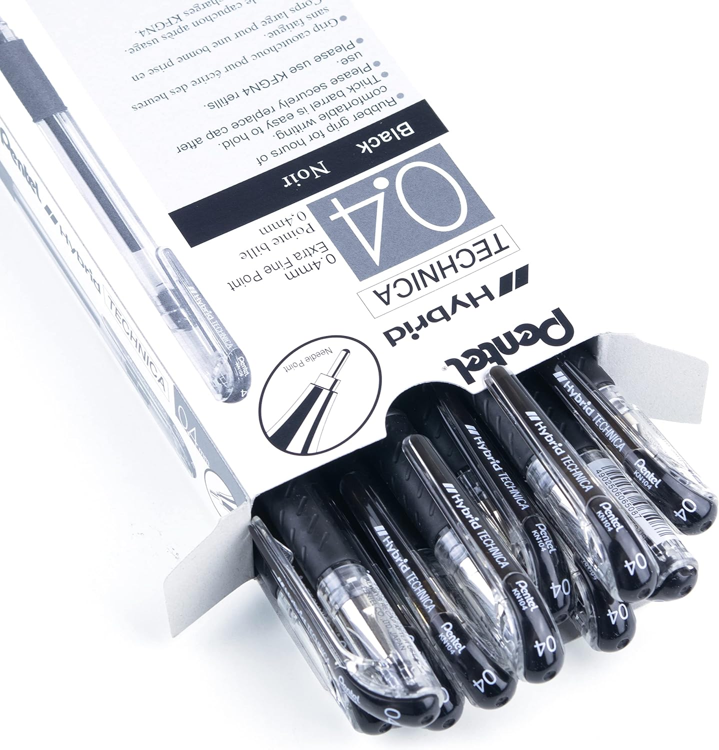 Pentel Arts Hybrid Technica Pen, (0.3mm), Ultra Fine Point, Black Ink, Box of 12 (KN103-A)
