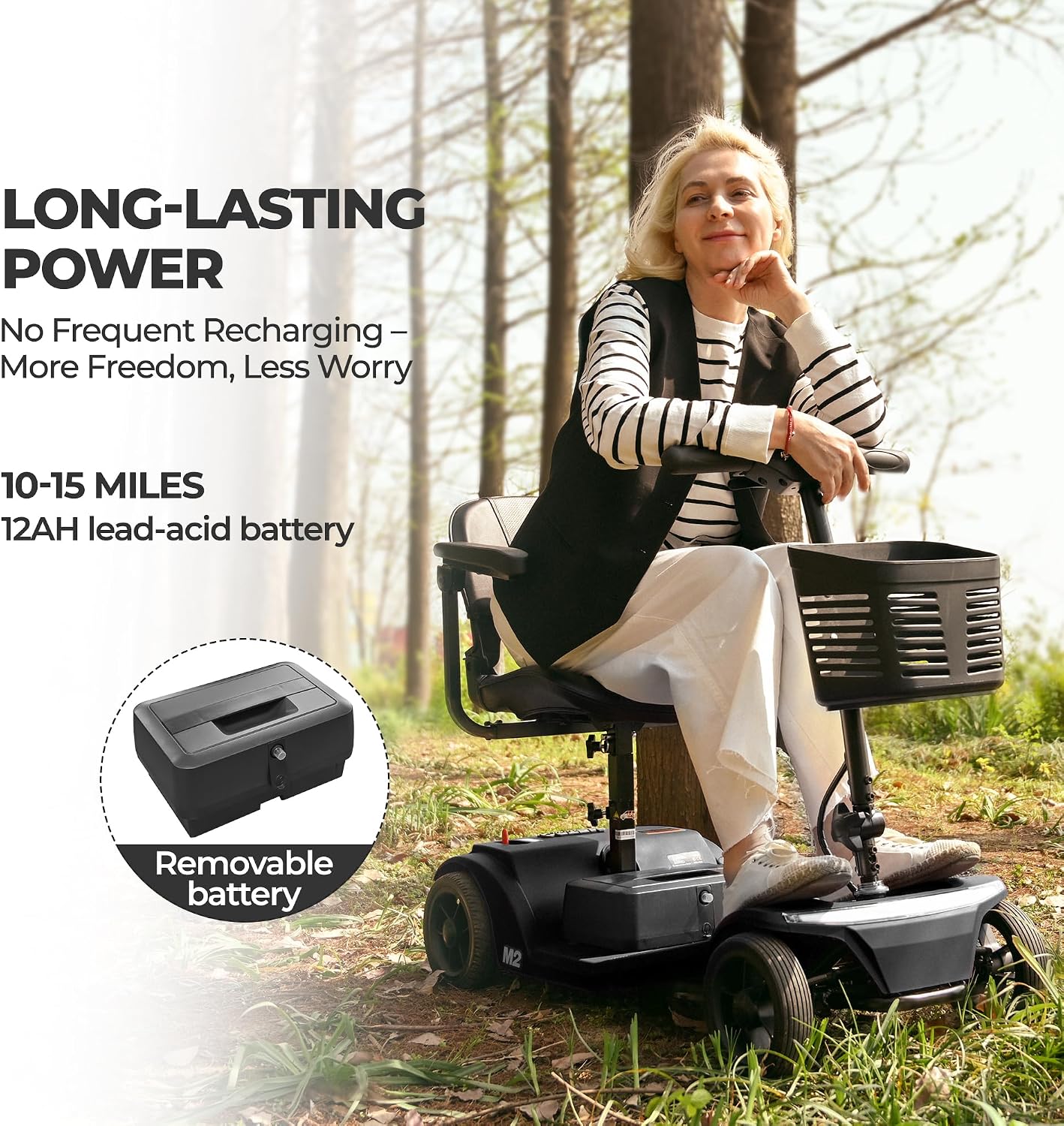 Metro Mobility 4 Wheel Foldable Mobility Scooter for Adults - 300 lbs Capacity Electric Mobility Scooters for Seniors - Long Range Power Extended