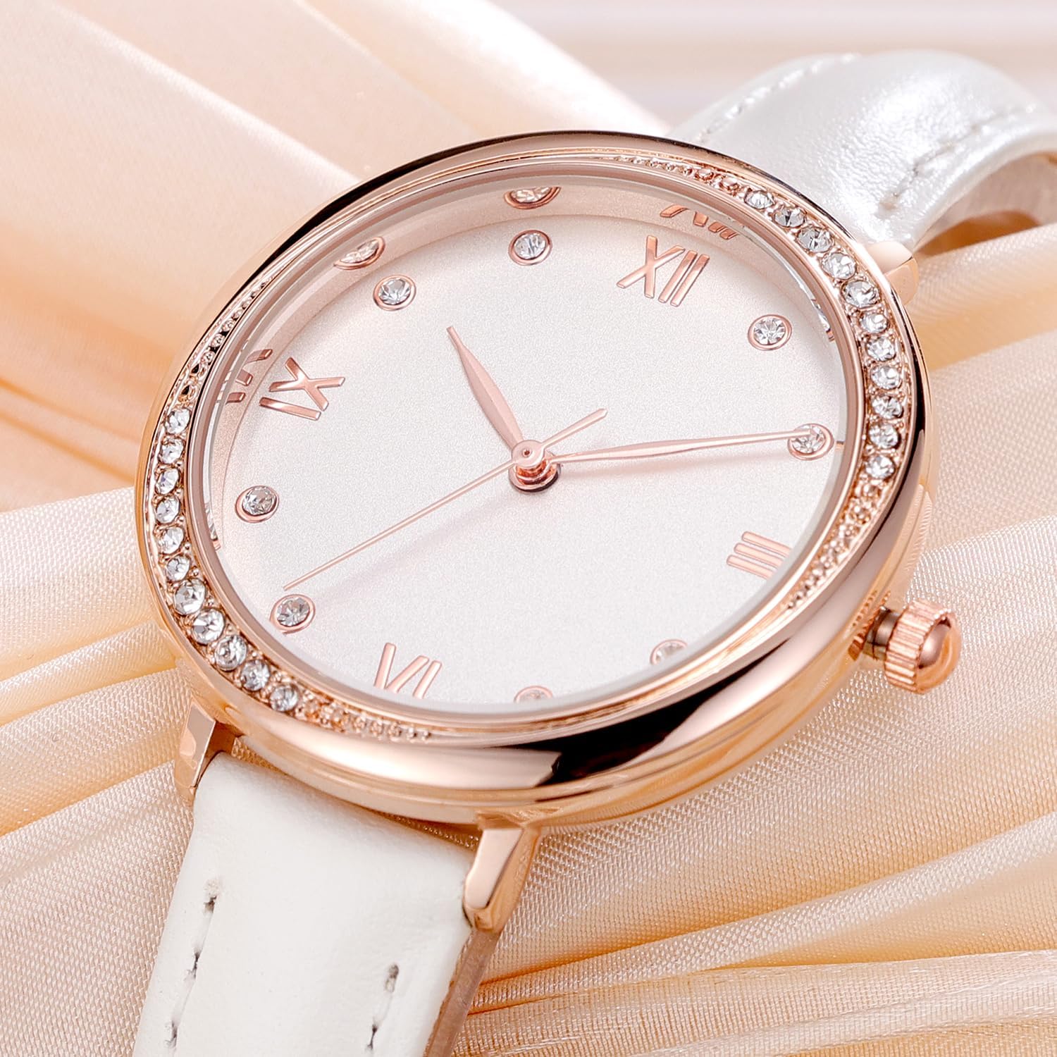 NUOVO Women's Silicone Sports Watch - Crystal Accented Leather Strap Analog Display