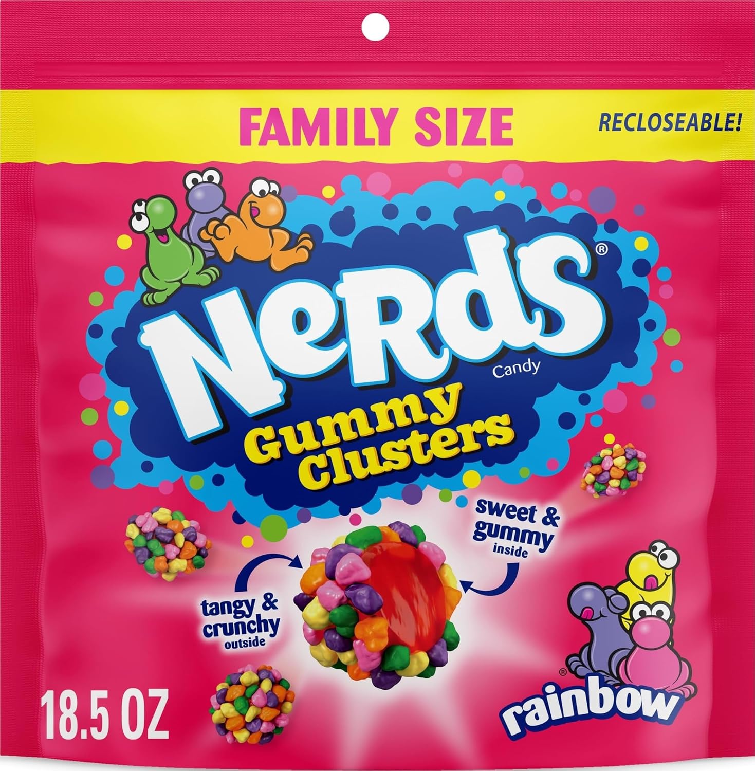 Nerds, Gummy Clusters Candy, Rainbow, Crunchy and Gummy, 8 Ounce